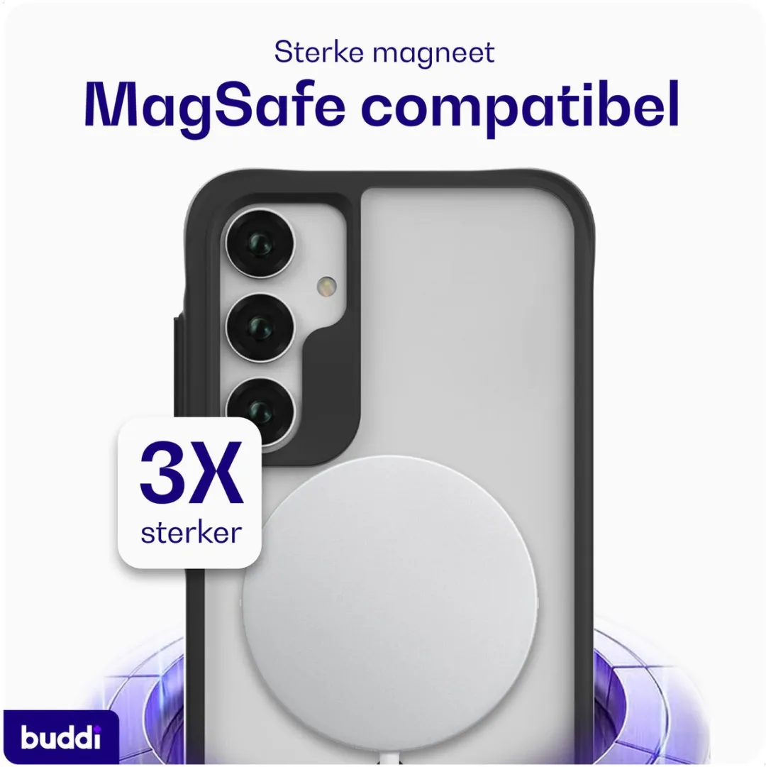 Buddi Hybrid Hoesje Samsung Galaxy A55 - MagSafe - Matte Zwart