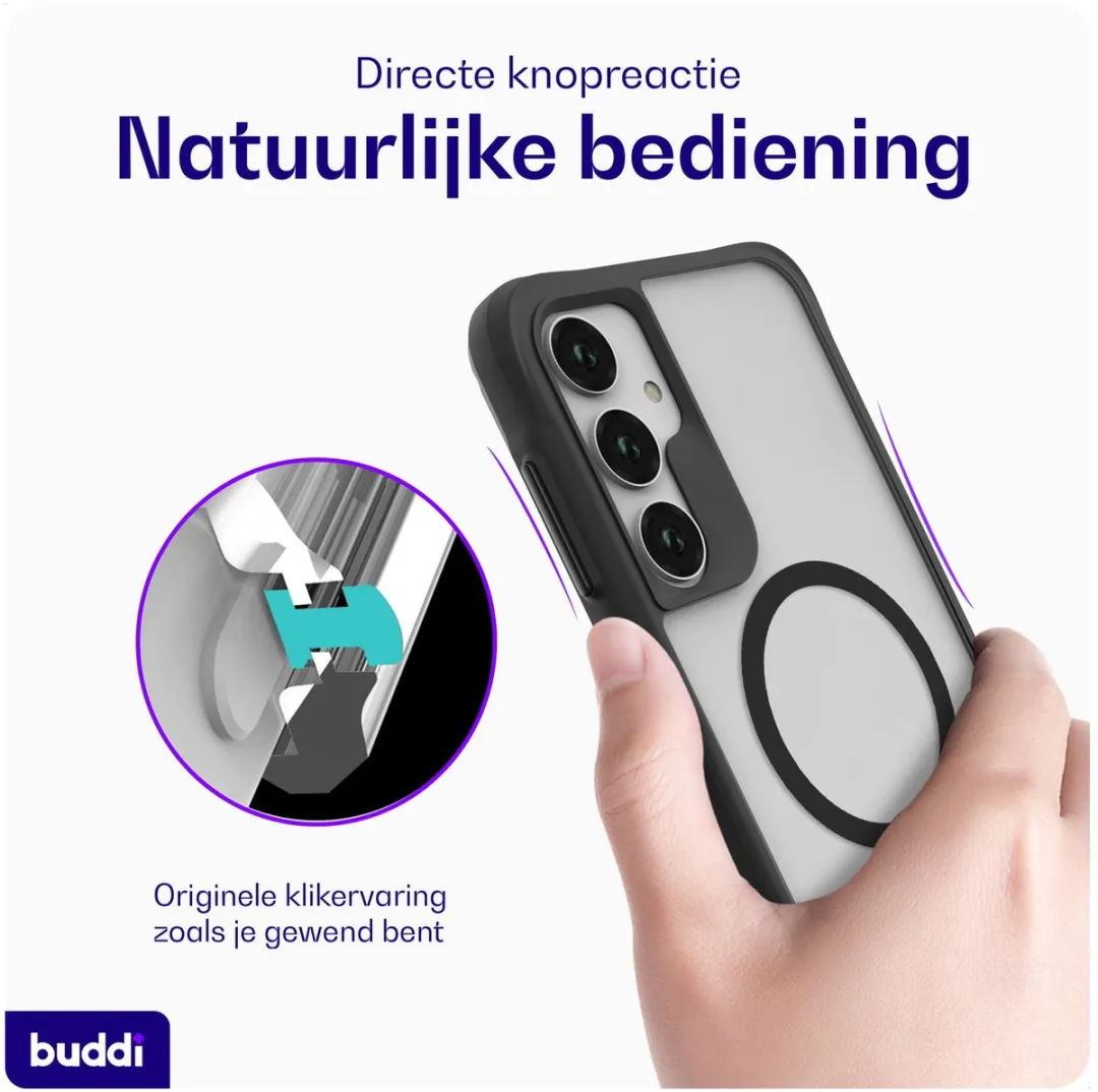 Buddi Hybrid Hoesje Samsung Galaxy A55 - MagSafe - Matte Zwart