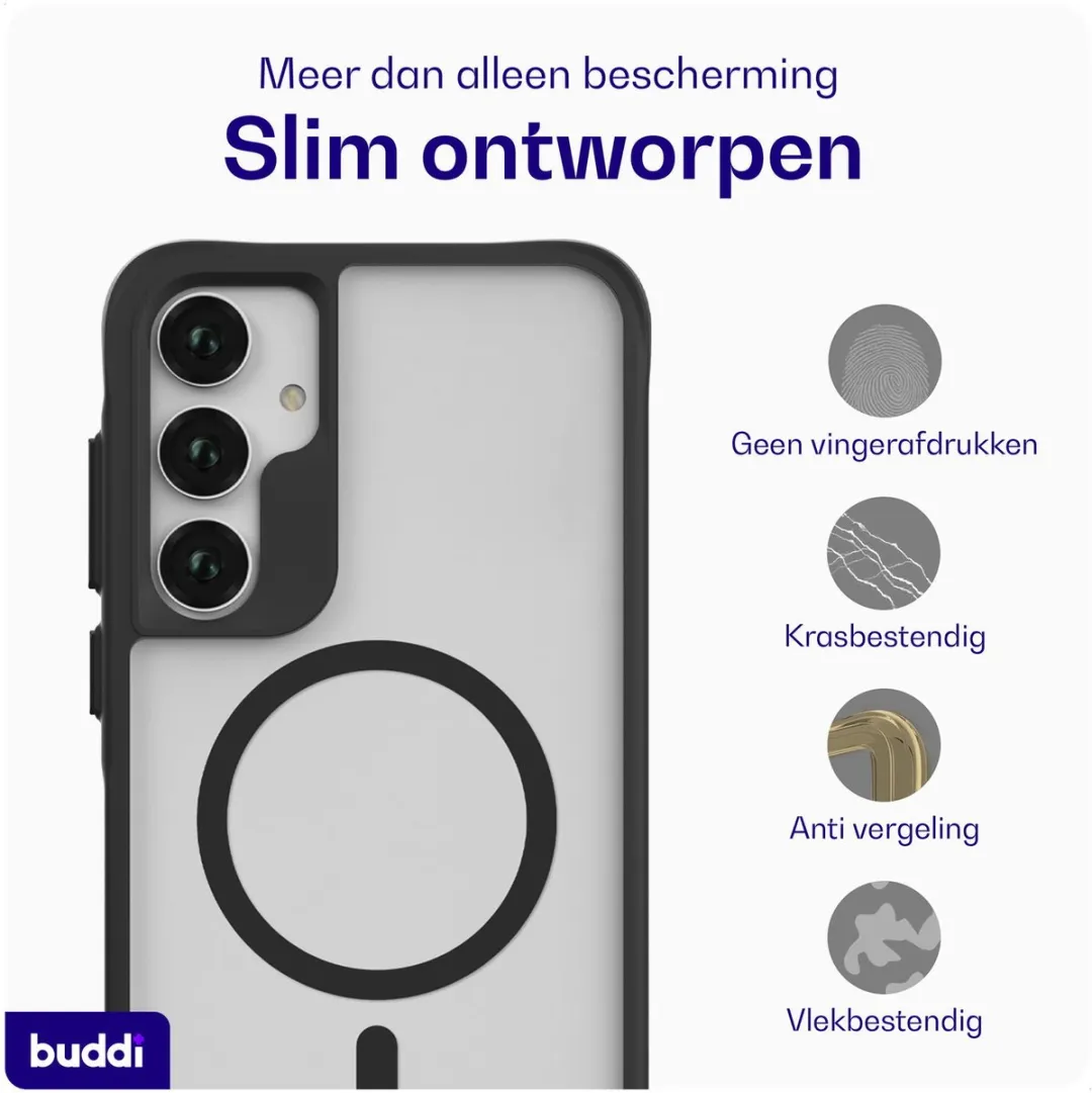 Buddi Hybrid Hoesje Samsung Galaxy A55 - MagSafe - Matte Zwart