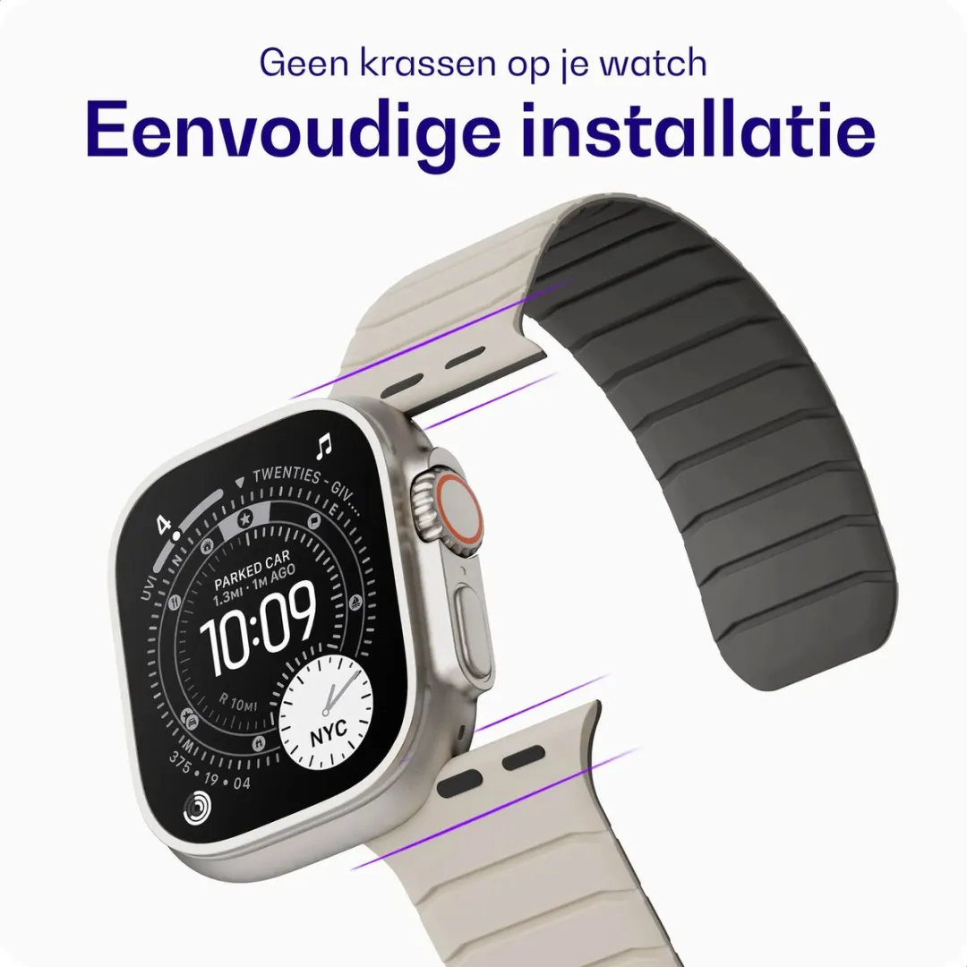 Buddi Fuse Magnetisch Bandje Apple Watch - 3 Stuks - Zwart/Grijs