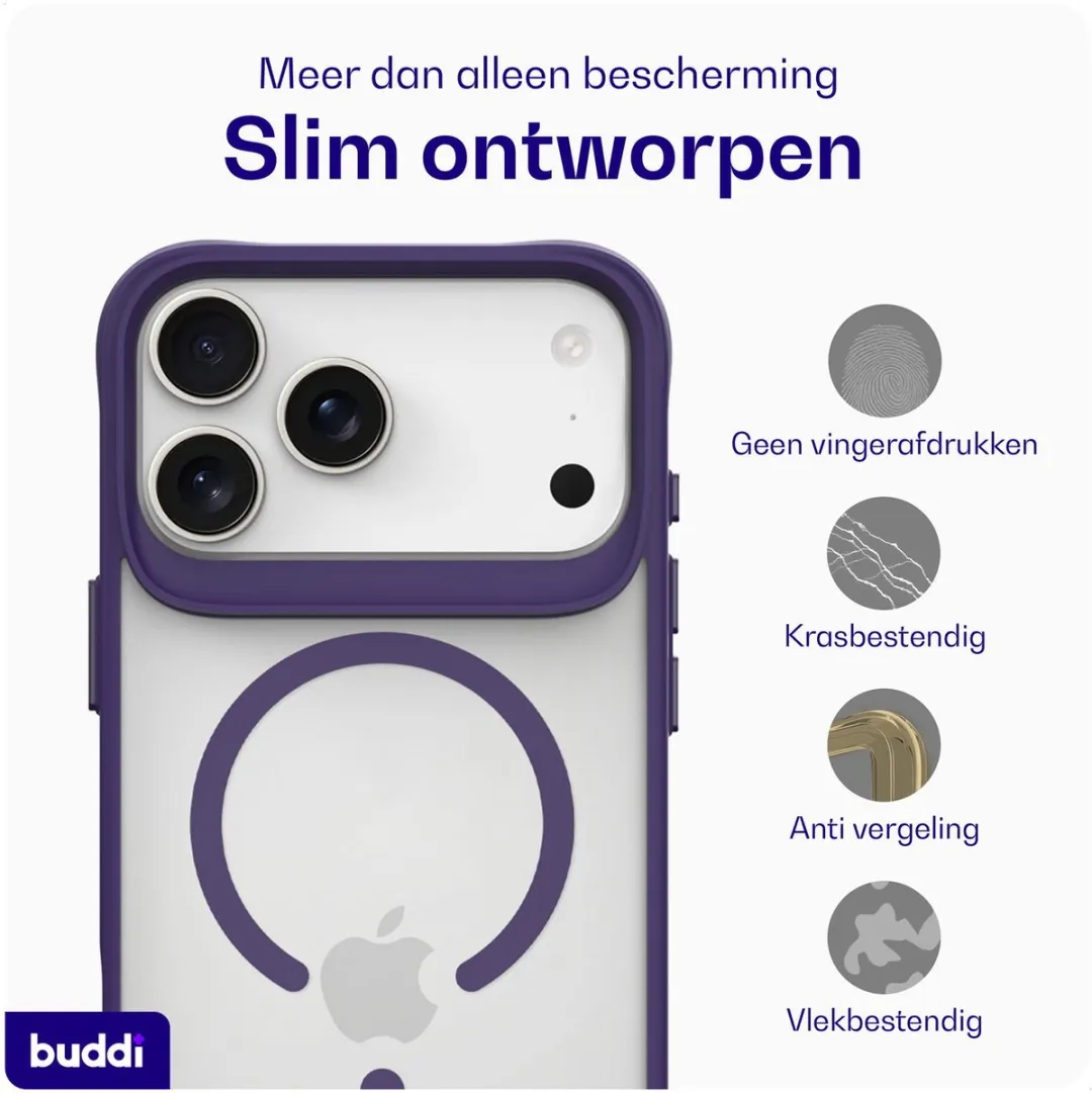 Buddi Hybrid Hoesje iPhone 17 Pro - MagSafe - Paars