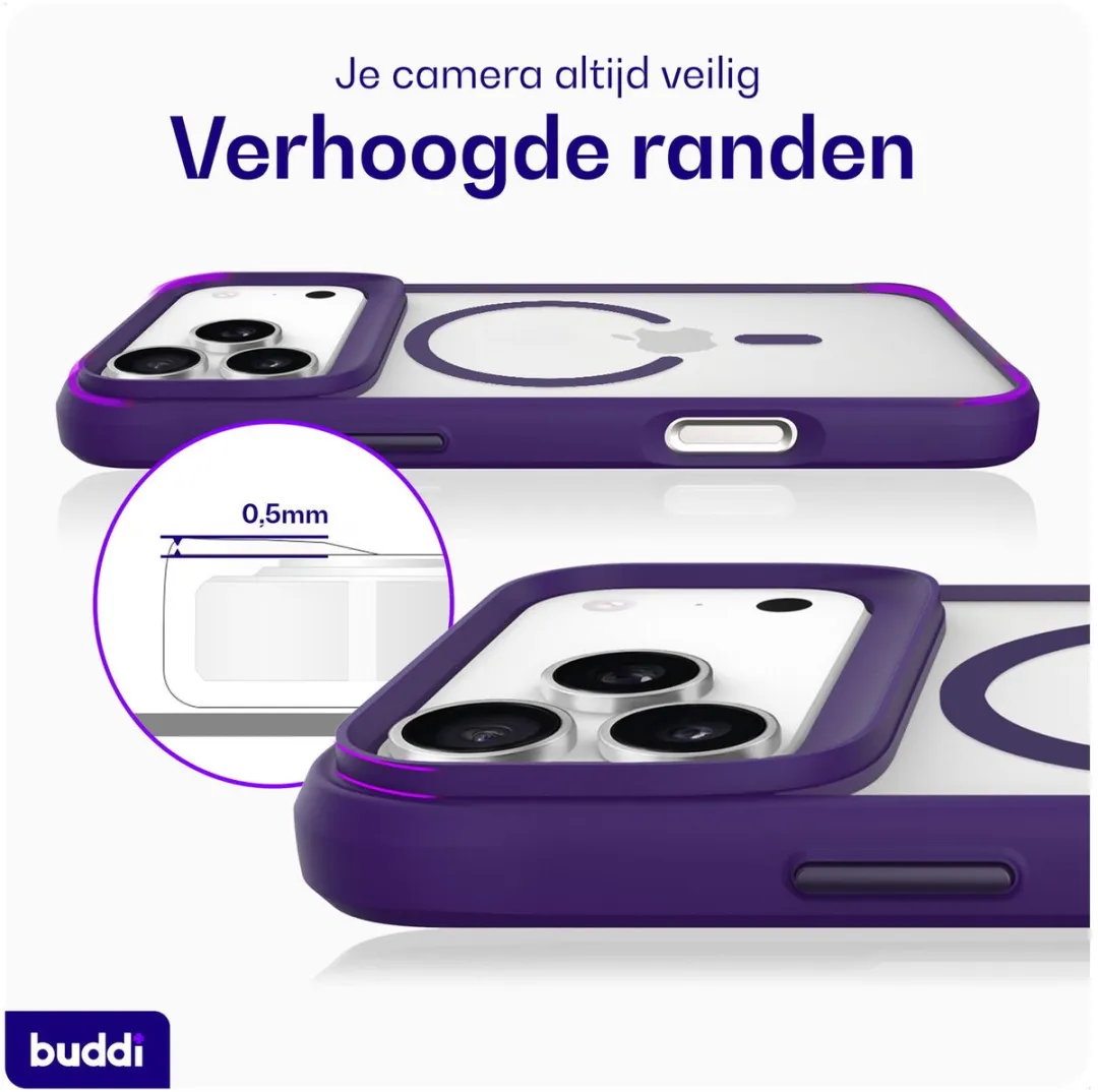 Buddi Hybrid Hoesje iPhone 17 Pro - MagSafe - Paars