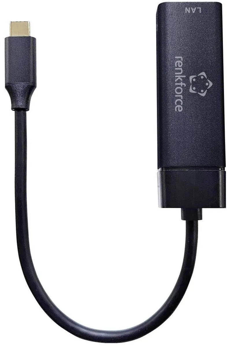 Renkforce RF-USBCA-200 USB-C naar RJ45 Adapter - 15cm - Zwart
