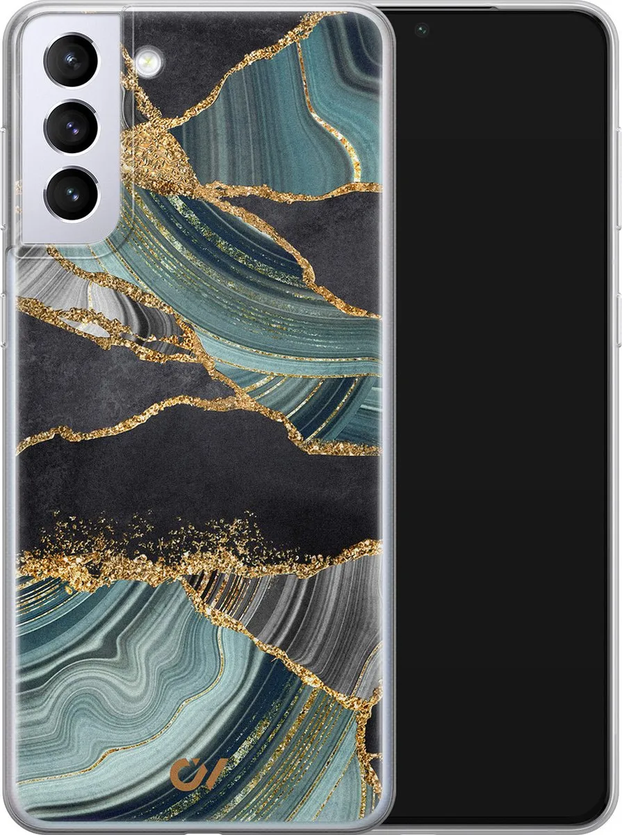 Casevibes Galaxy S21+ Hoesje - Marble Jade Stone - Multi