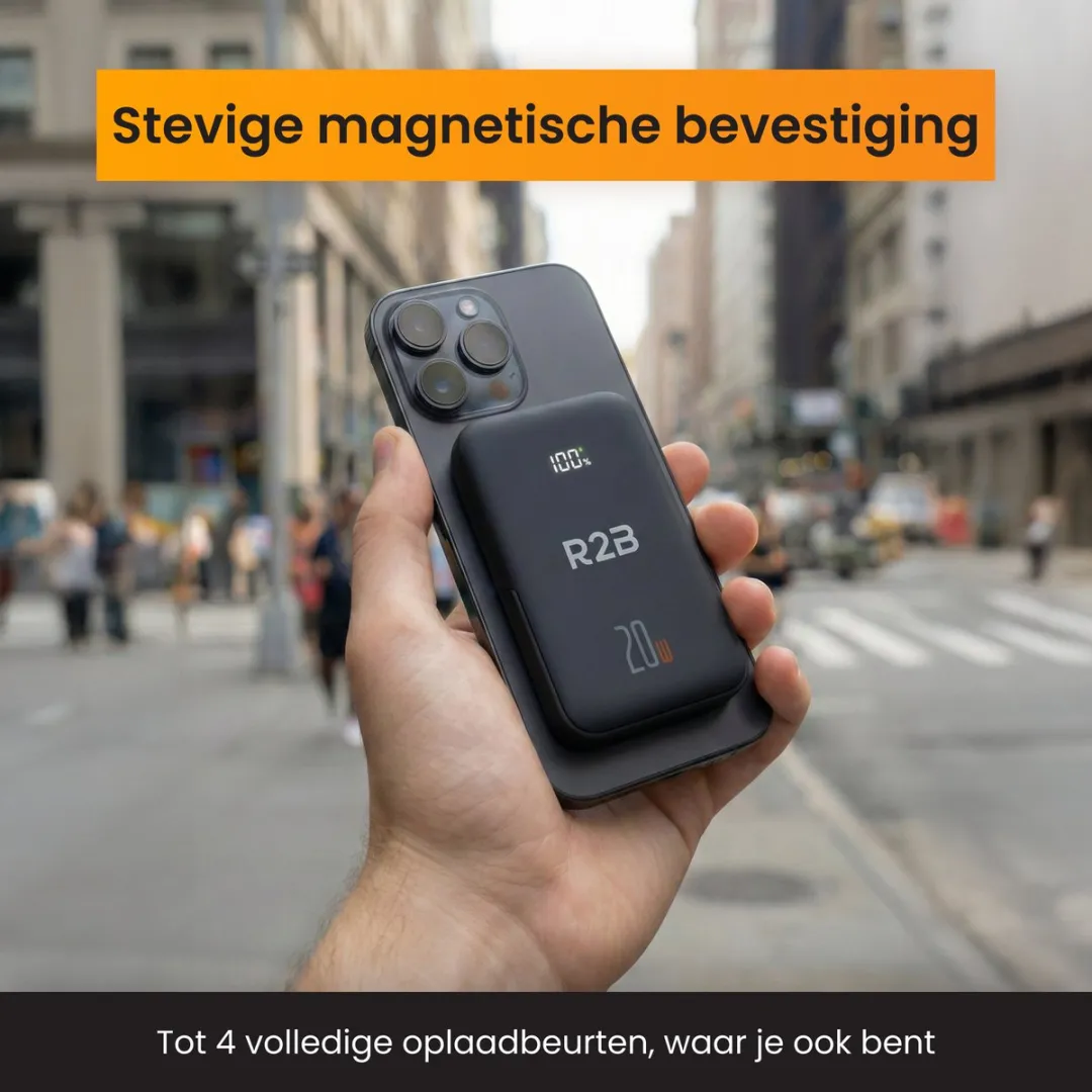 R2B ACQ15 Draadloze Powerbank 10000mAh - 38.5W - Zwartblauw