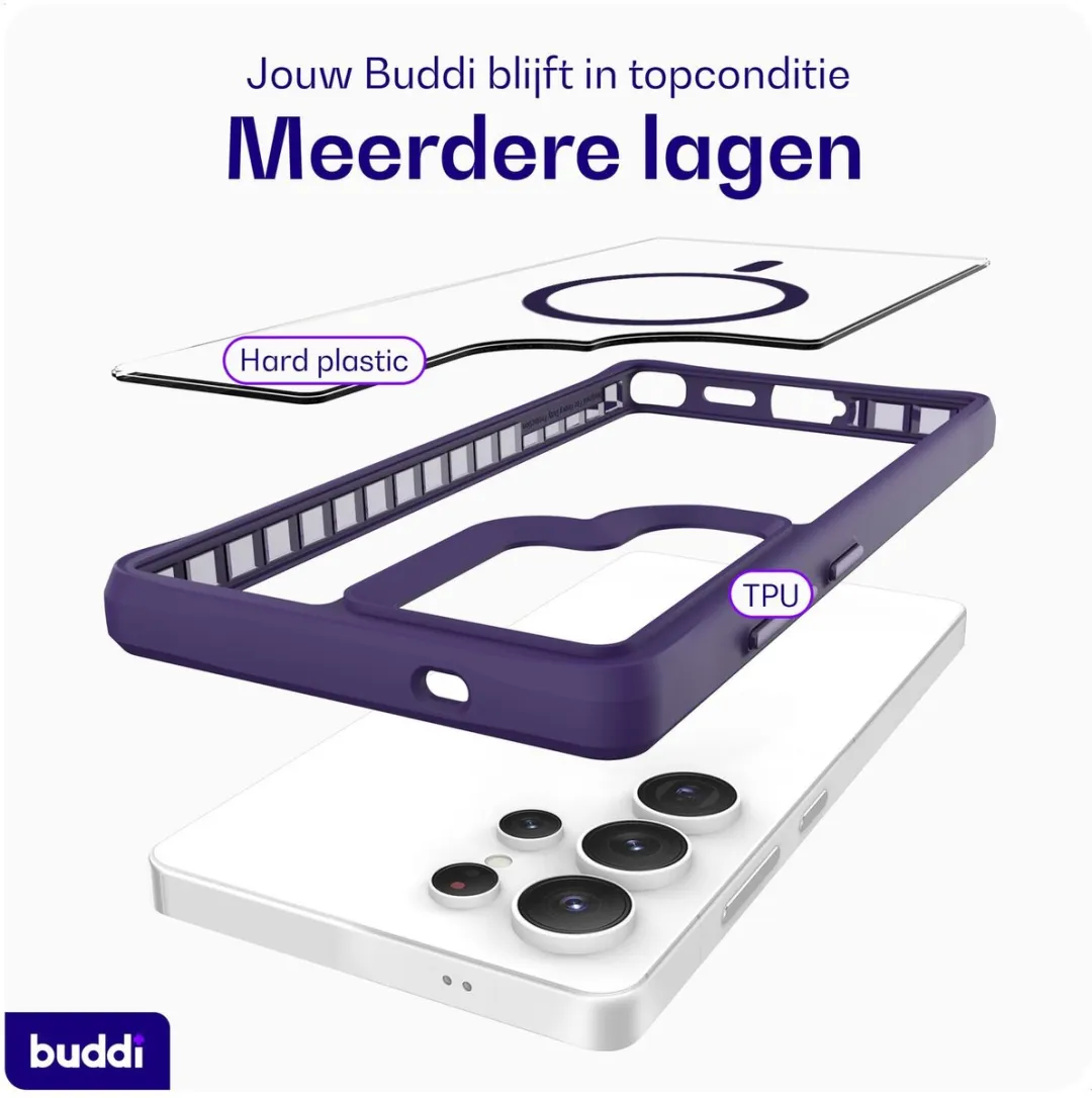 Buddi Hybrid Hoesje Samsung Galaxy S26 Plus - MagSafe - Transparant Paars
