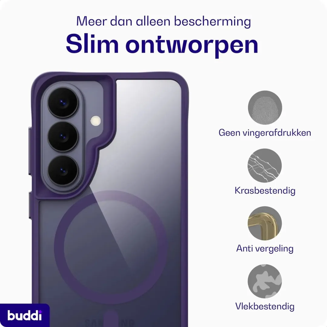 Buddi Hybrid Hoesje Samsung Galaxy S26 Plus - MagSafe - Transparant Paars