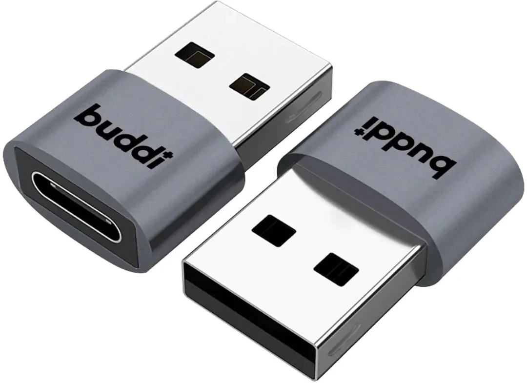 Buddi Ease USB-C naar USB-A Adapter - 480 Mbps Grijs