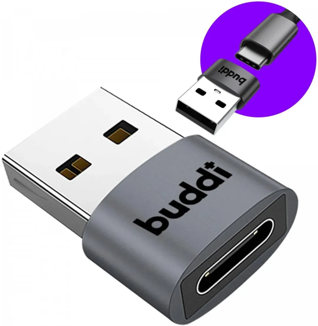 Buddi Ease USB-C naar USB-A Adapter