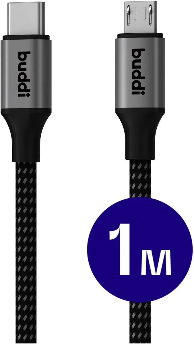 Buddi Flex USB-C naar Micro-USB Kabel 12W 1M