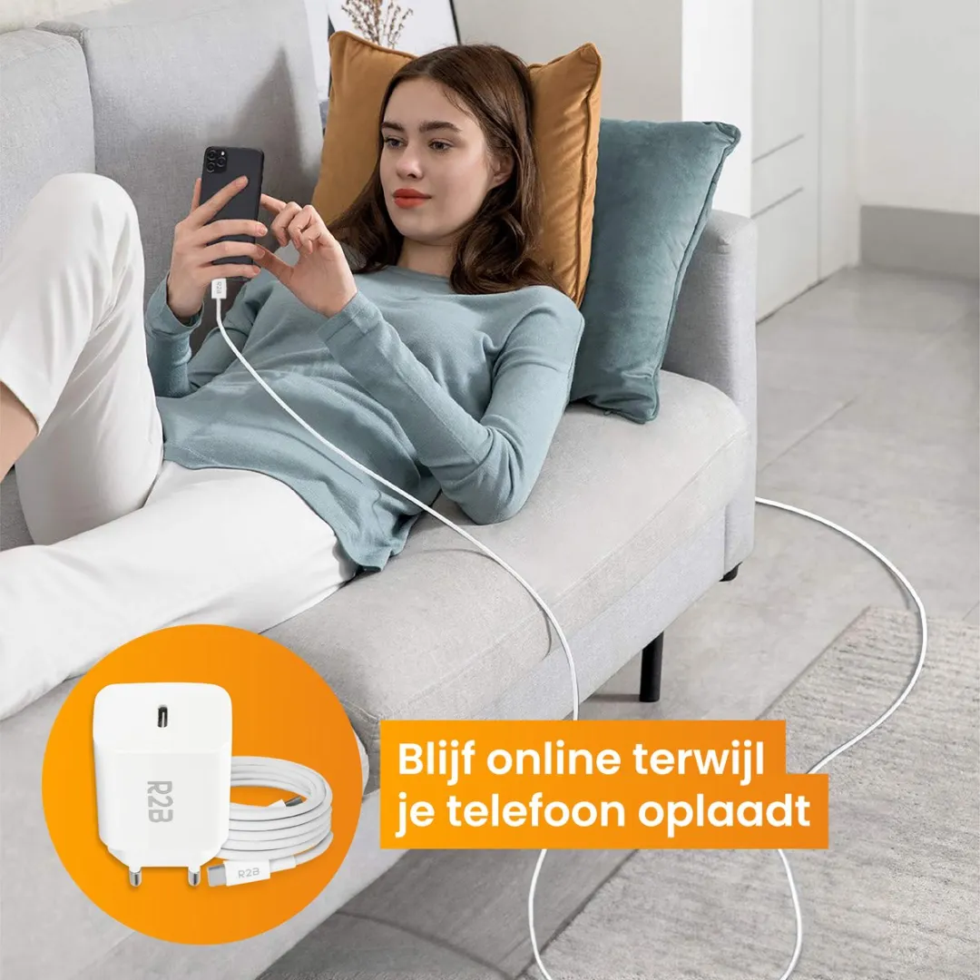 R2B USB-C naar USB-C Kabel 2m - Met Adapter