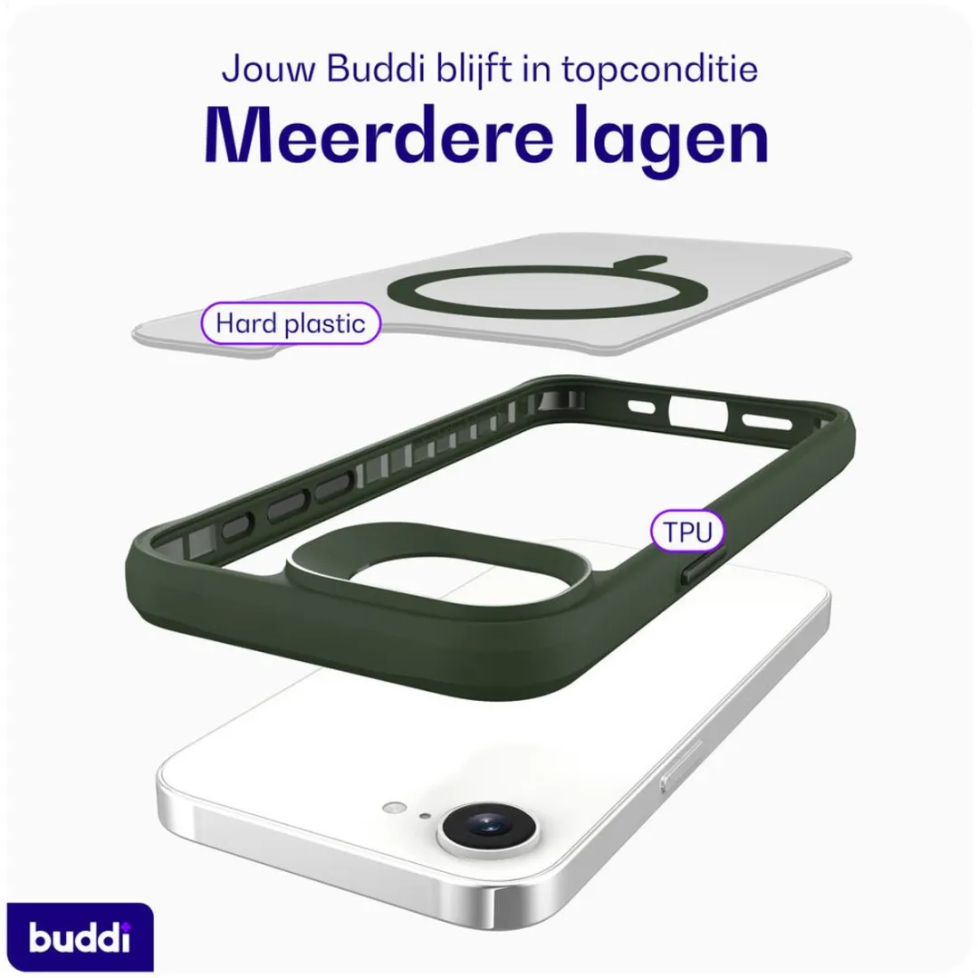 Buddi Hybrid Hoesje iPhone 17e/16e - MagSafe Groen