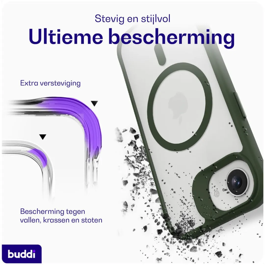 Buddi Hybrid Hoesje iPhone 17e/16e - MagSafe Groen