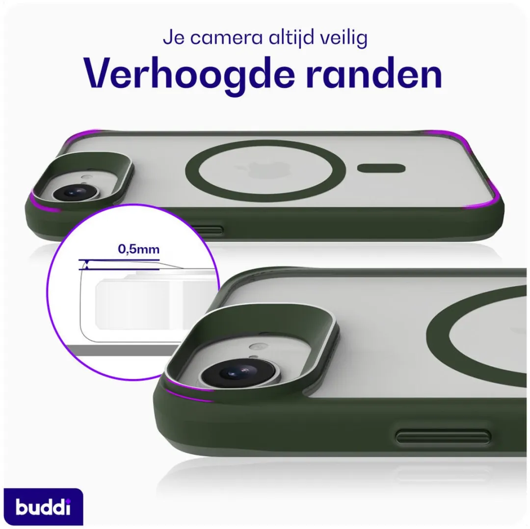 Buddi Hybrid Hoesje iPhone 17e/16e - MagSafe Groen