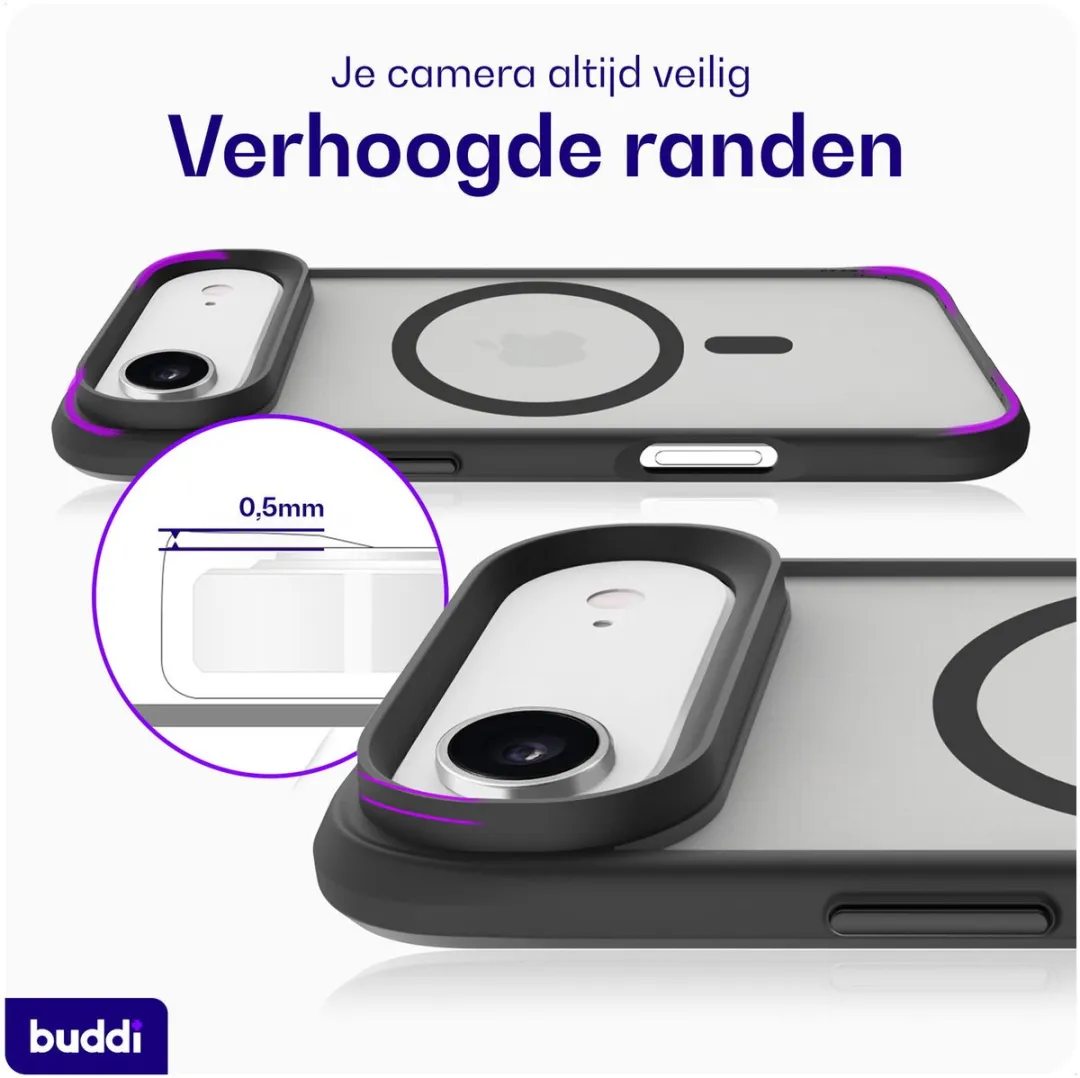 Buddi Hybrid Hoesje Apple iPhone Air - MagSafe Matte Zwart