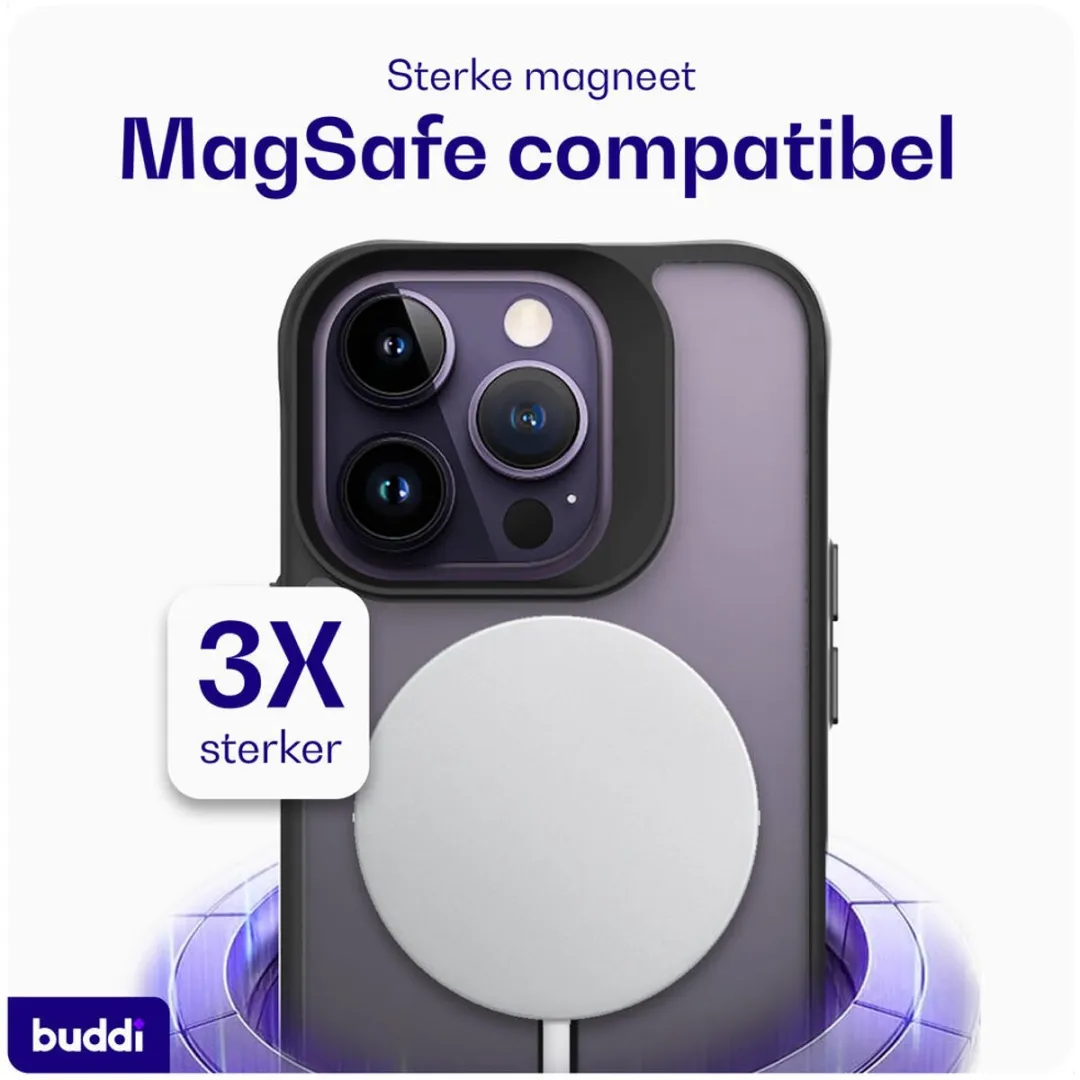 Buddi Hybrid Hoesje iPhone 14 Pro - MagSafe - Matte Zwart