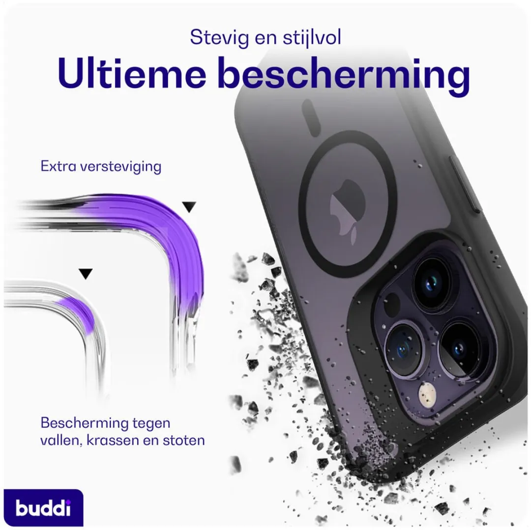 Buddi Hybrid Hoesje iPhone 14 Pro - MagSafe - Matte Zwart
