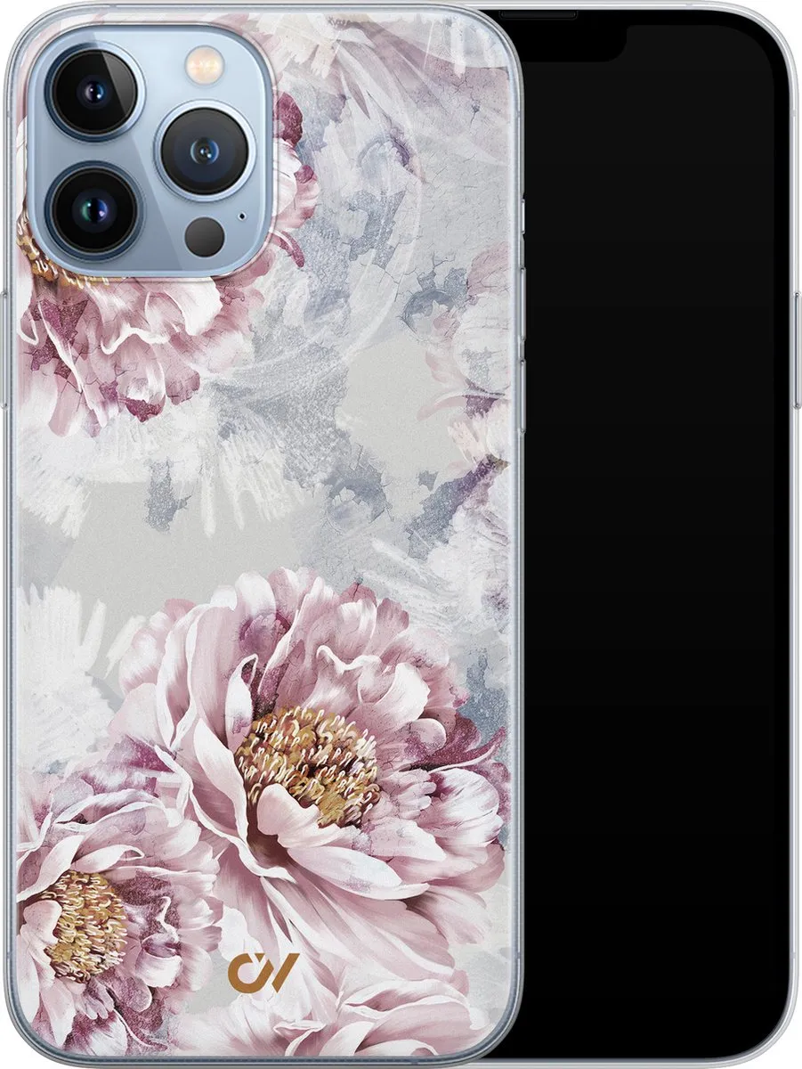 Casevibes iPhone 13 Pro Max Hoesje A/13PM/UV/050 - Beige Floral Print