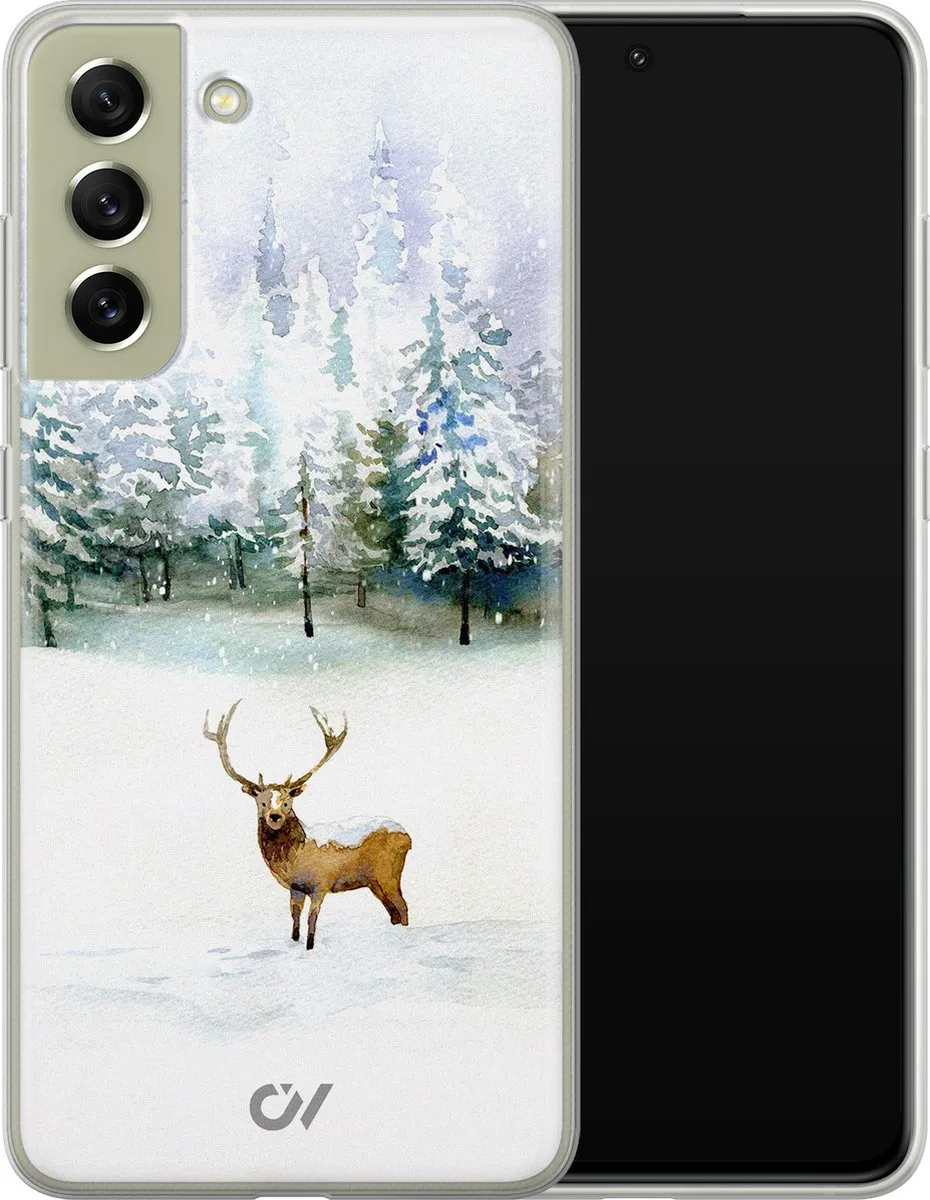 Casevibes Samsung Galaxy S21 FE Hoesje - Wit - Rendier