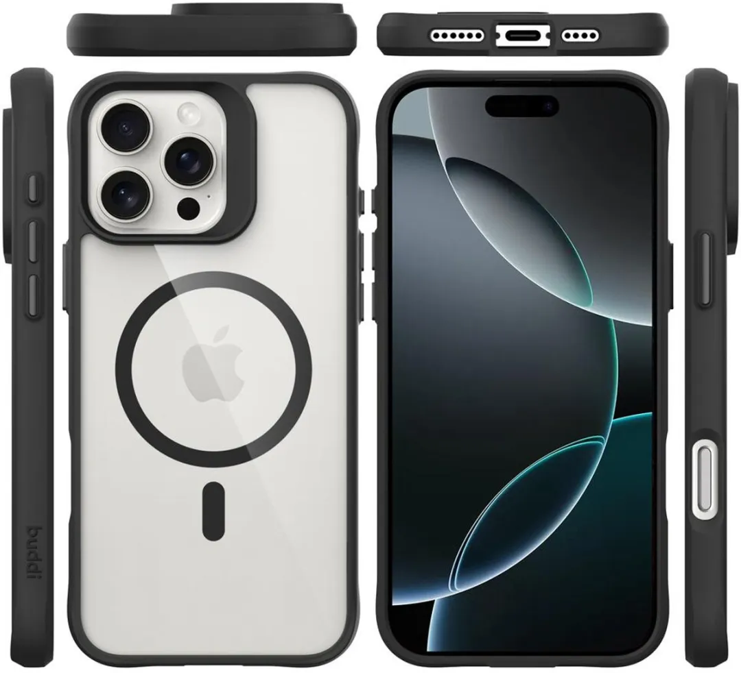 Buddi Hybrid Hoesje iPhone 16 Pro - MagSafe - Transparant Zwart