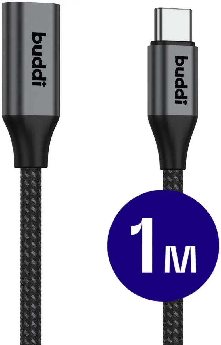 Buddi Flex USB-C Verlengkabel Female naar Male 60W Power Delivery 1M