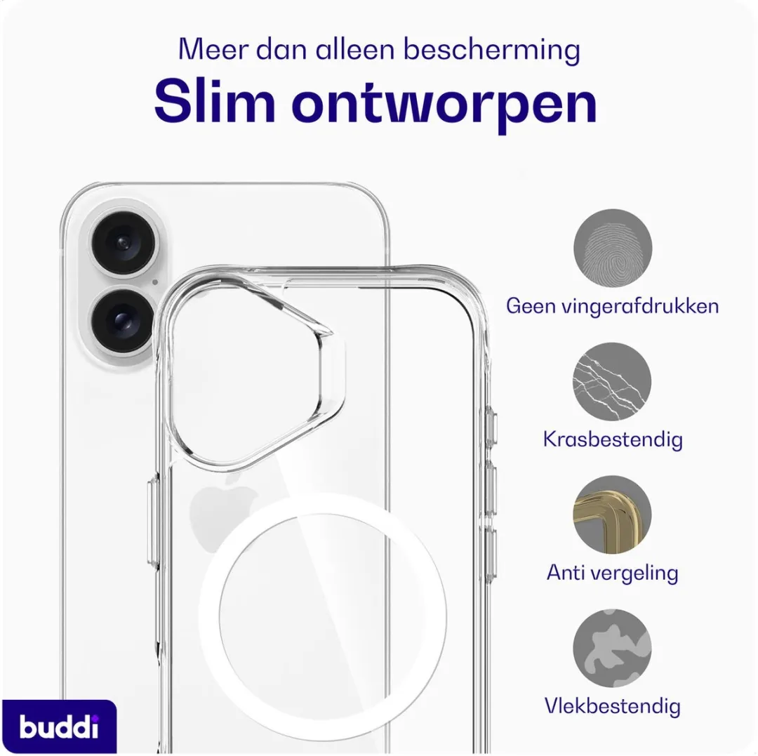 Buddi Core iPhone 17 Hoesje - MagSafe - Transparant