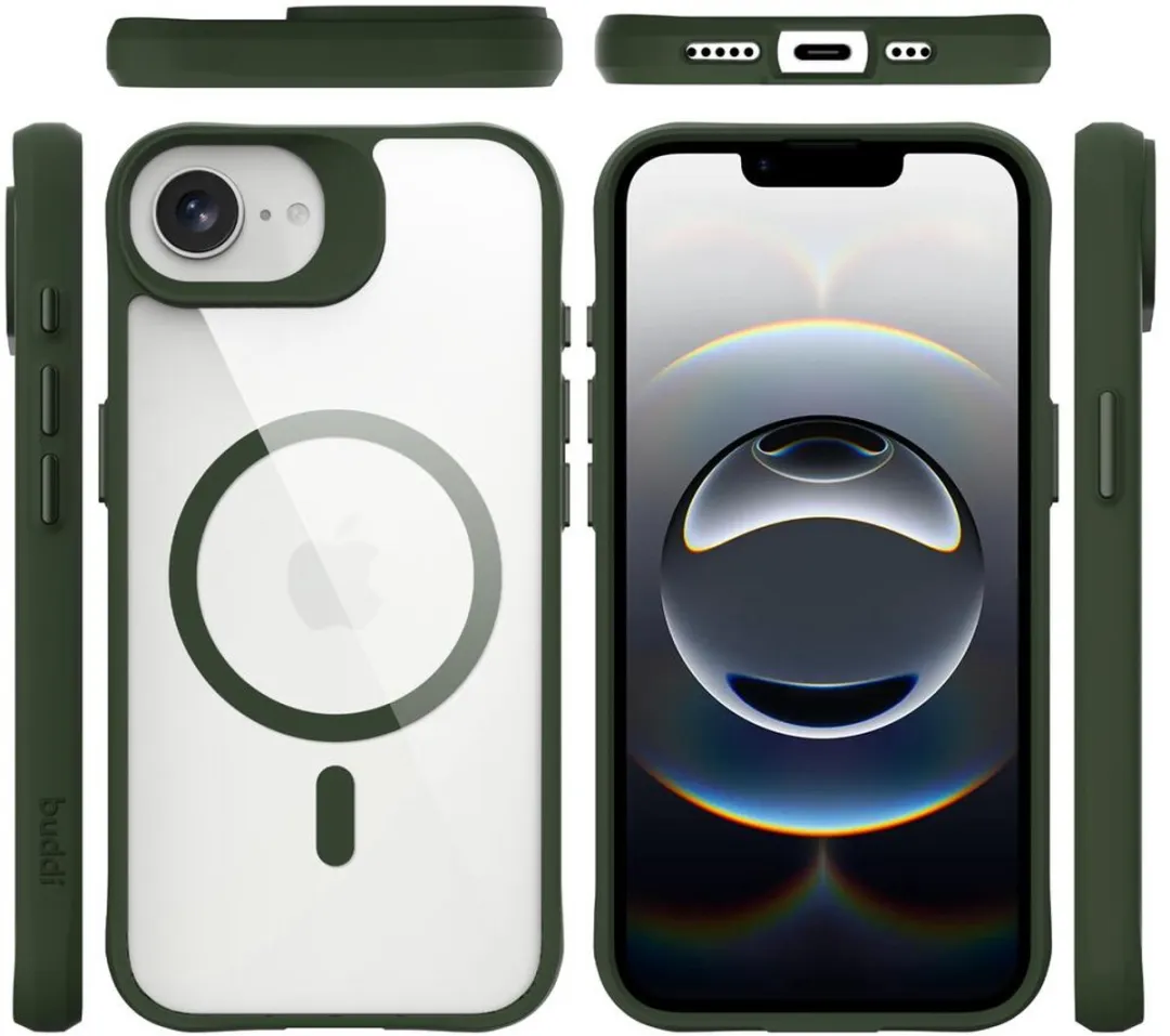 Buddi Hybrid Hoesje iPhone 16/17 - MagSafe Transparant Groen