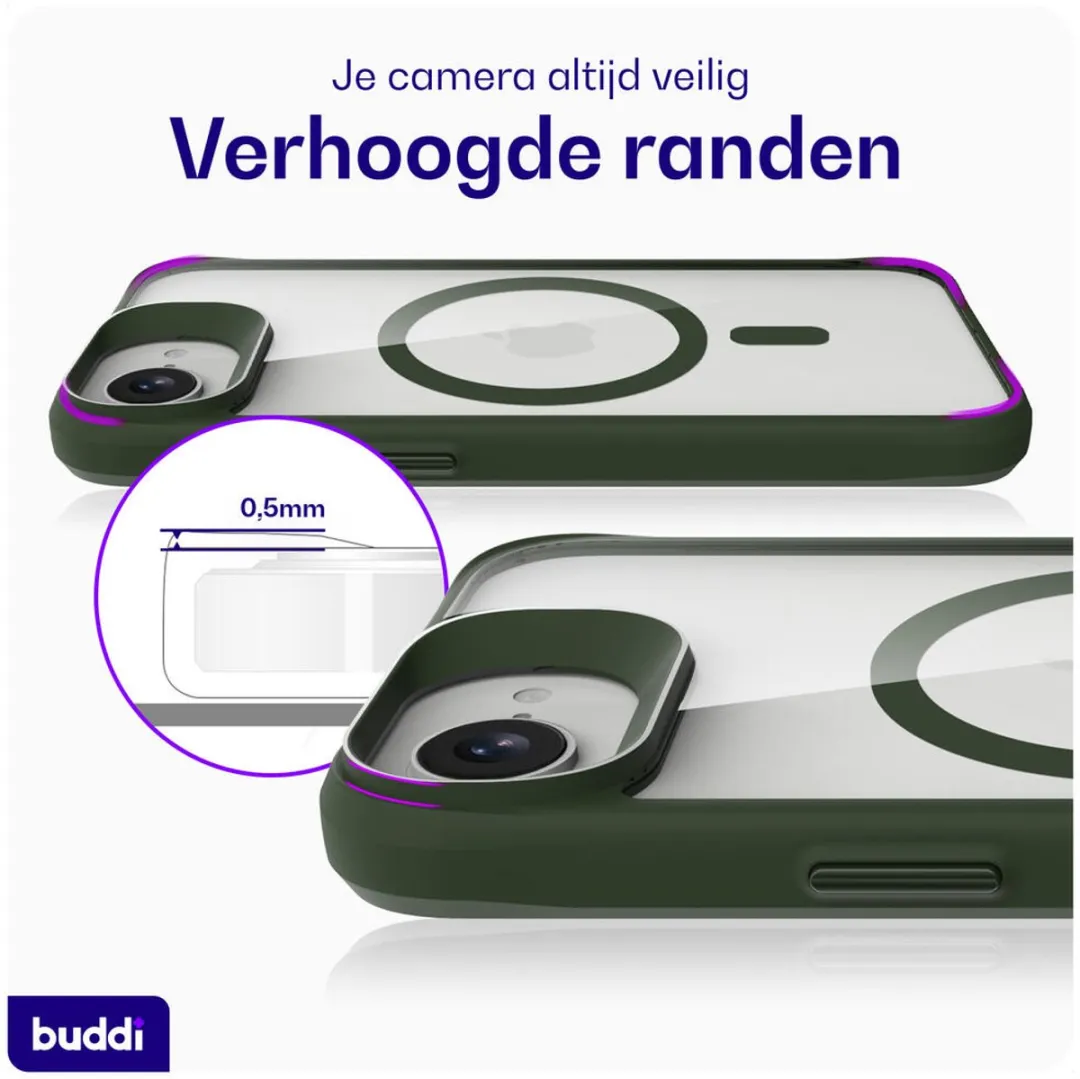 Buddi Hybrid Hoesje iPhone 16/17 - MagSafe Transparant Groen - afbeelding 6 van 6