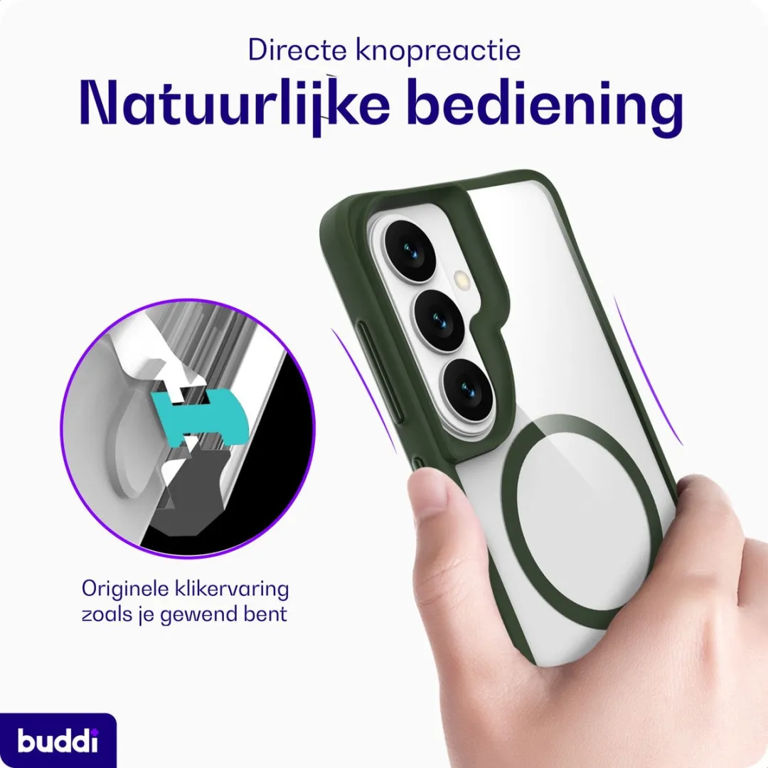 Buddi Hybrid BHSCGS26CGN Hoesje - Samsung Galaxy S26 - MagSafe - Groen Transparant