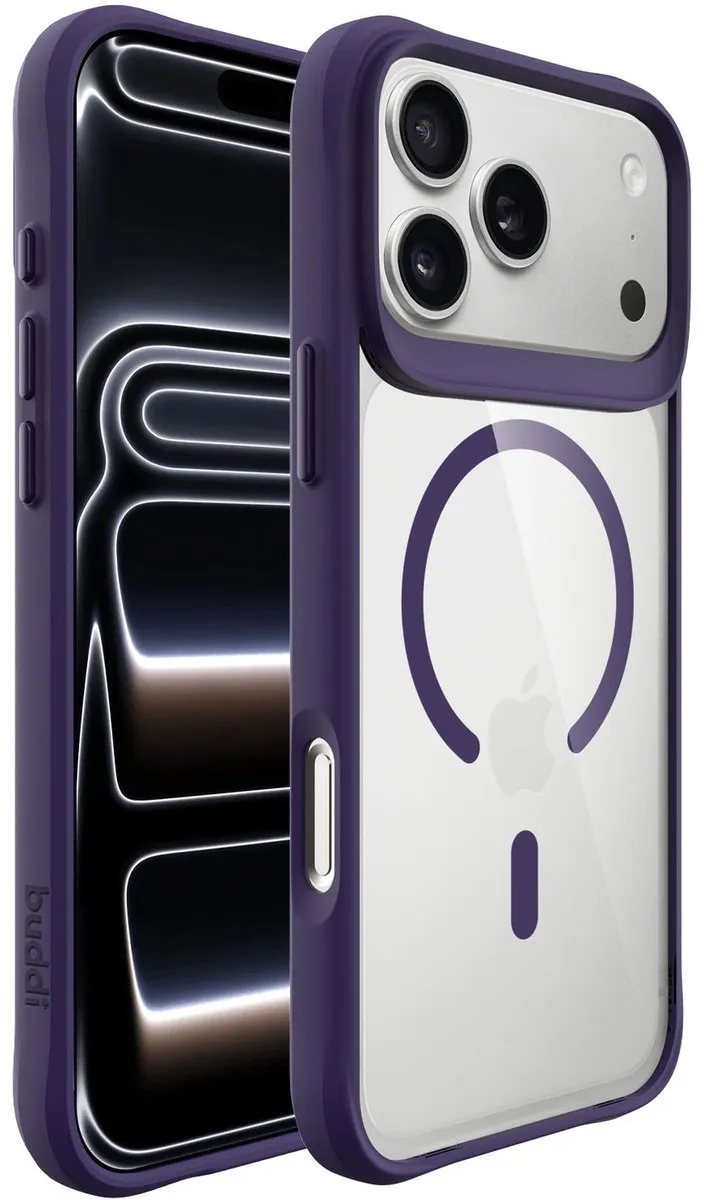 Buddi Hybrid Hoesje iPhone 17 Pro Max - MagSafe - Transparant Paars