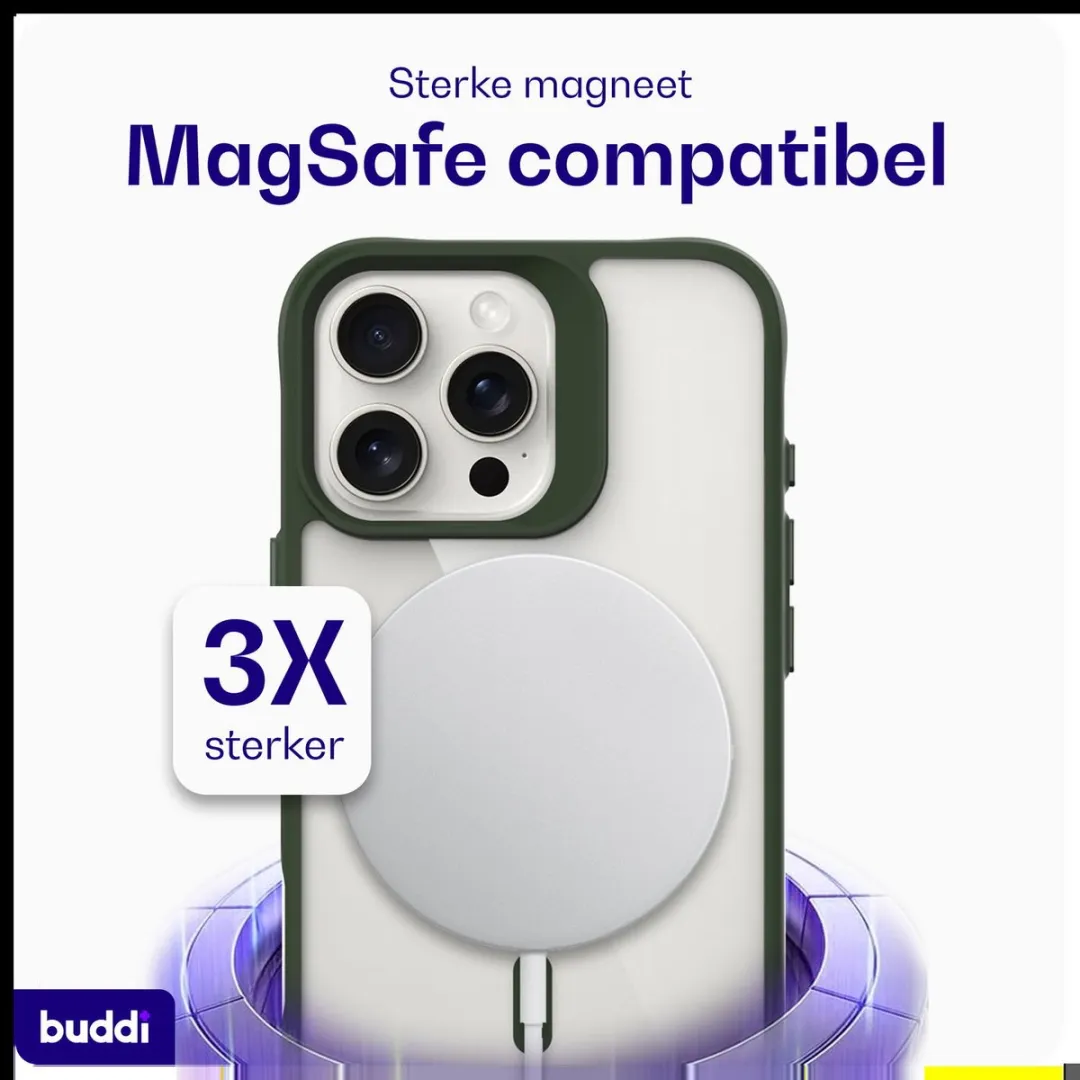 Buddi Hybrid Hoesje iPhone 16 Pro - MagSafe - Transparant Groen