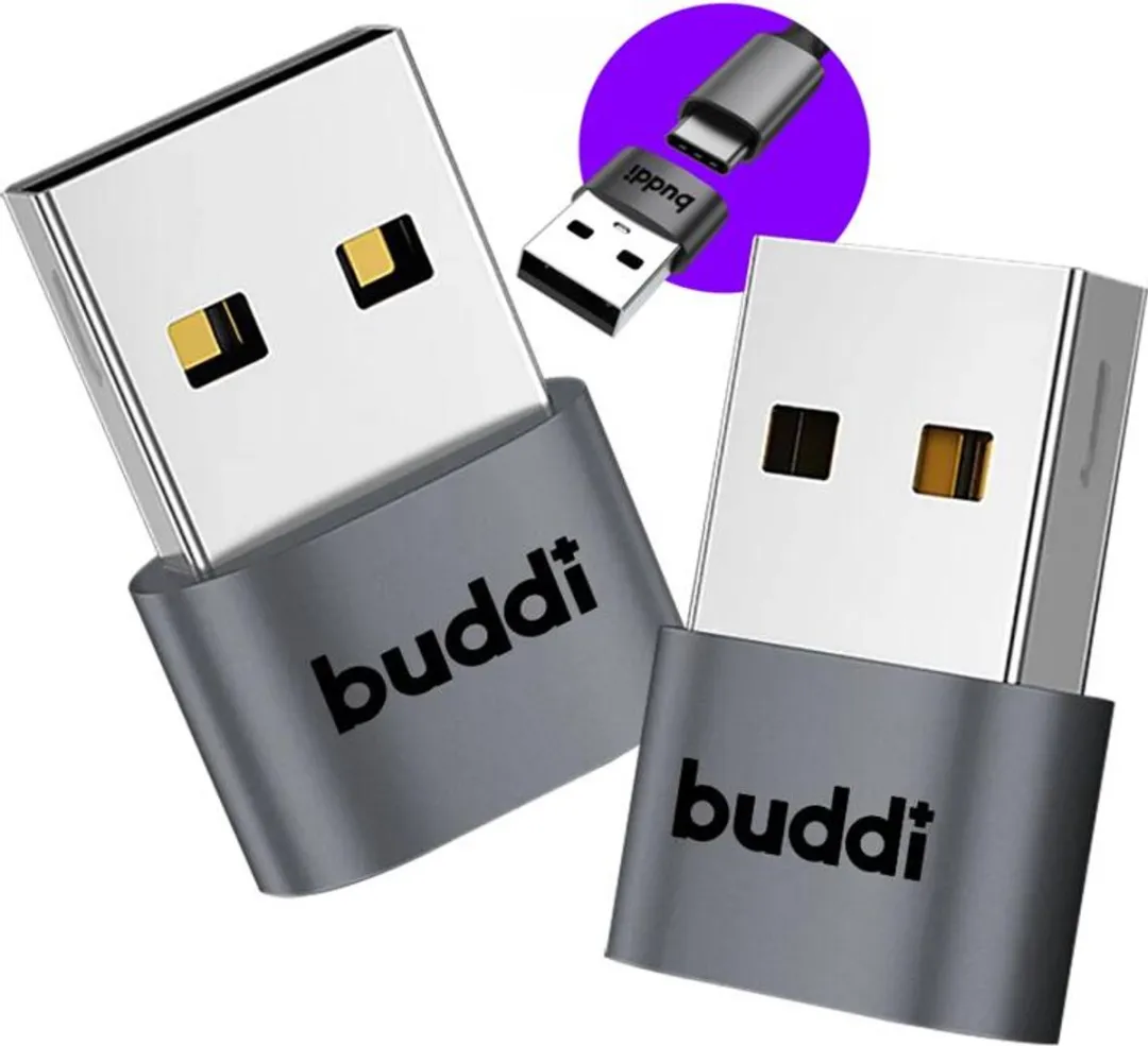 Buddi Ease Duo Pack USB-C naar USB-A Adapter