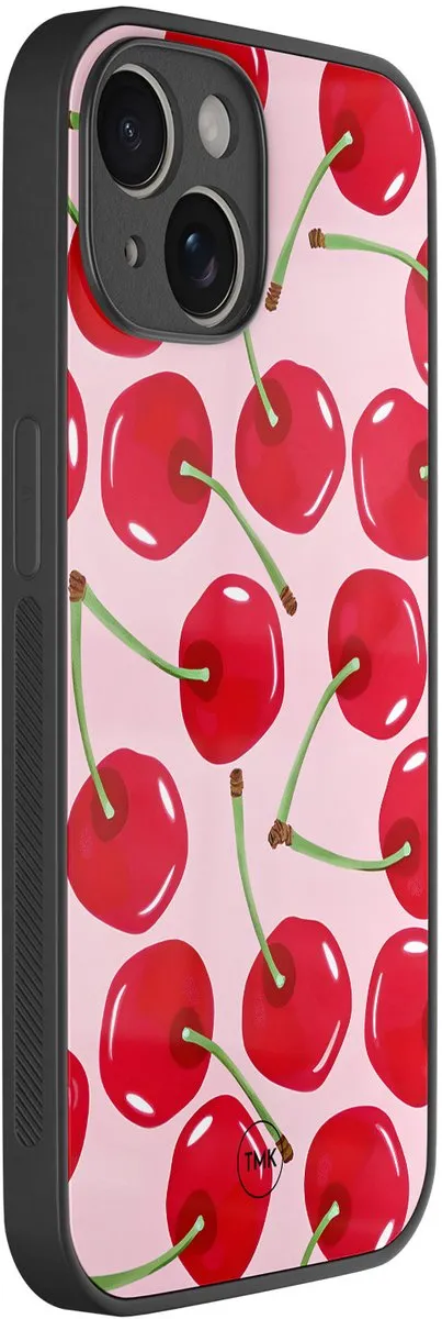 Casevibes iPhone 14 Hoesje Roze - Sweet Cherry Print