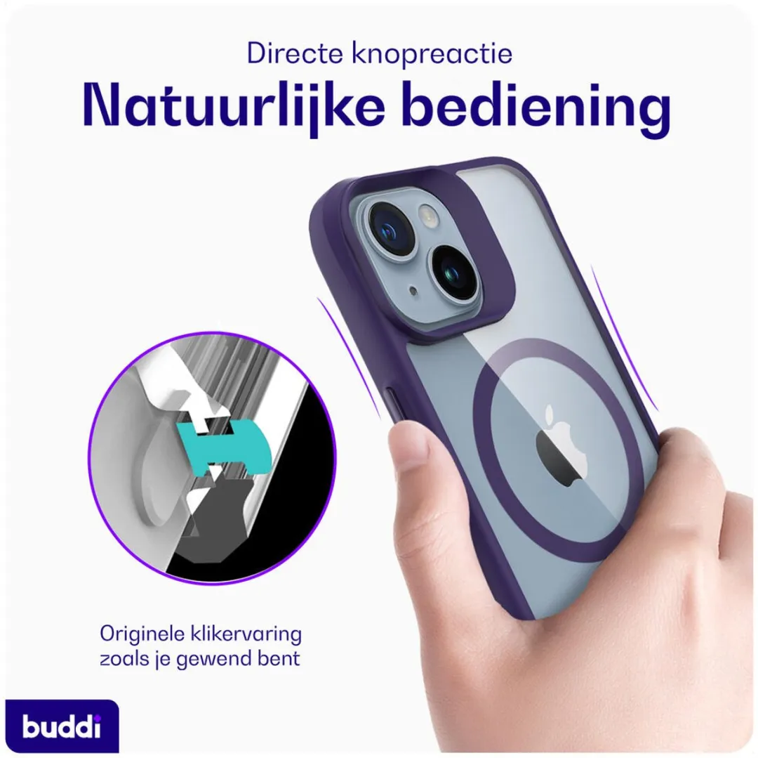 Buddi Hybrid Hoesje iPhone 13/14/15 - MagSafe - Transparant Paars