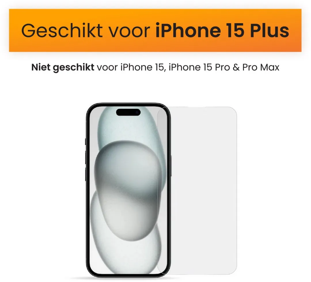 R2B Screenprotector iPhone 15 Plus - 2 Stuks - Tempered Glass