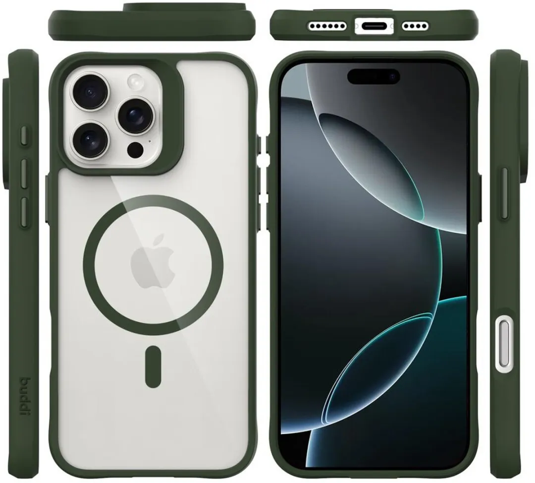 Buddi Hybrid Hoesje iPhone 16 Pro Max - MagSafe - Transparant Groen