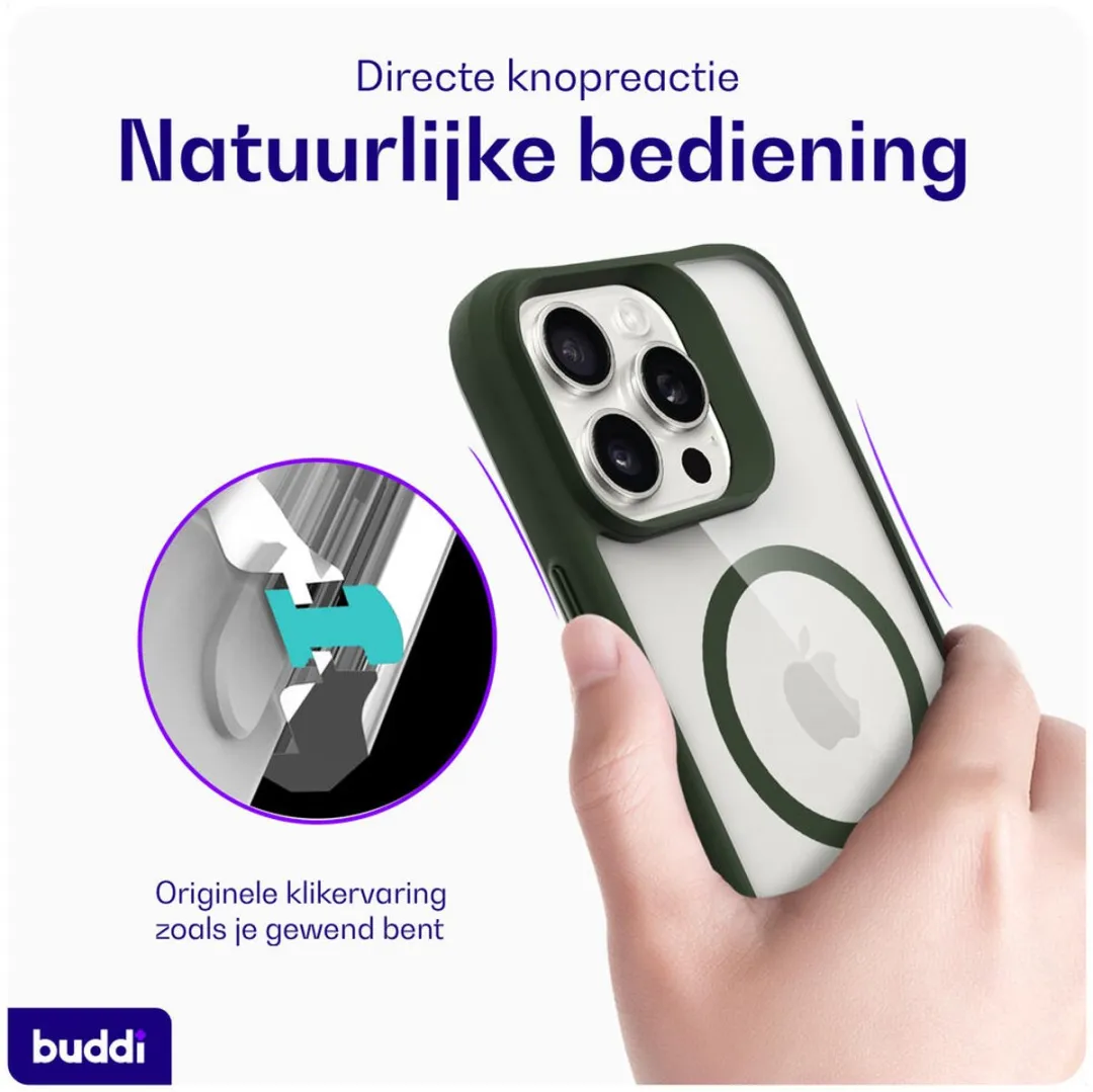 Buddi Hybrid Hoesje iPhone 16 Pro Max - MagSafe - Transparant Groen - afbeelding 6 van 6