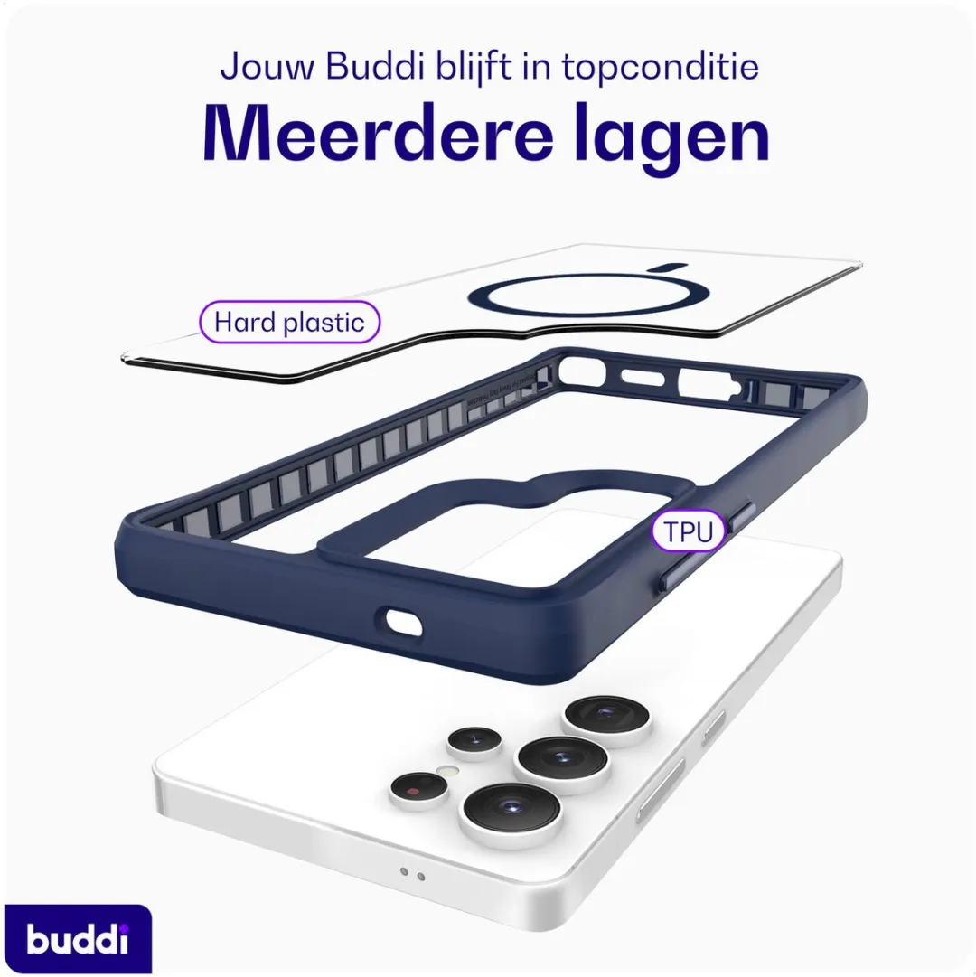 Buddi Hybrid Hoesje Samsung Galaxy S25 Ultra - MagSafe - Transparant Blauw