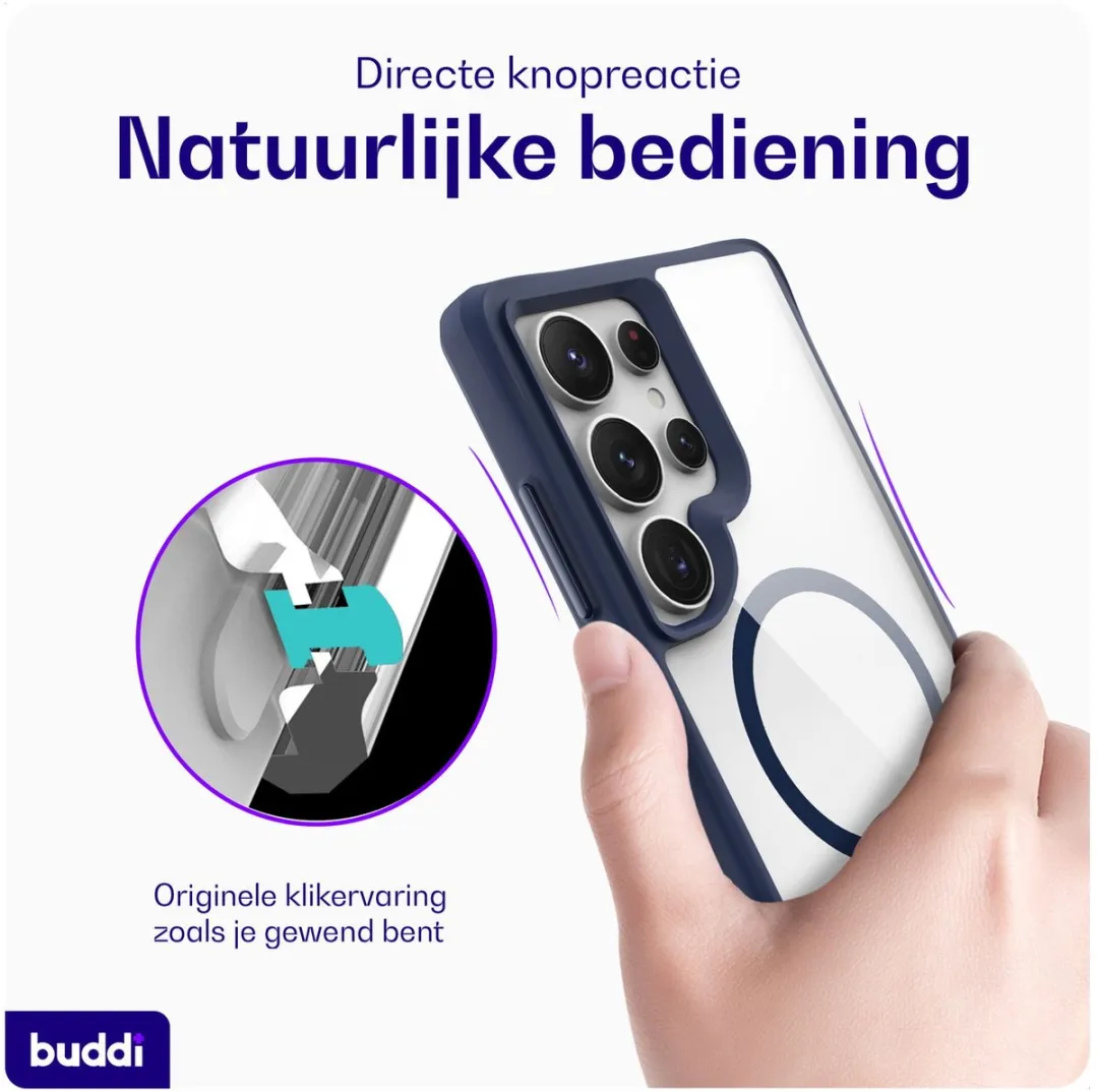 Buddi Hybrid Hoesje Samsung Galaxy S25 Ultra - MagSafe - Transparant Blauw