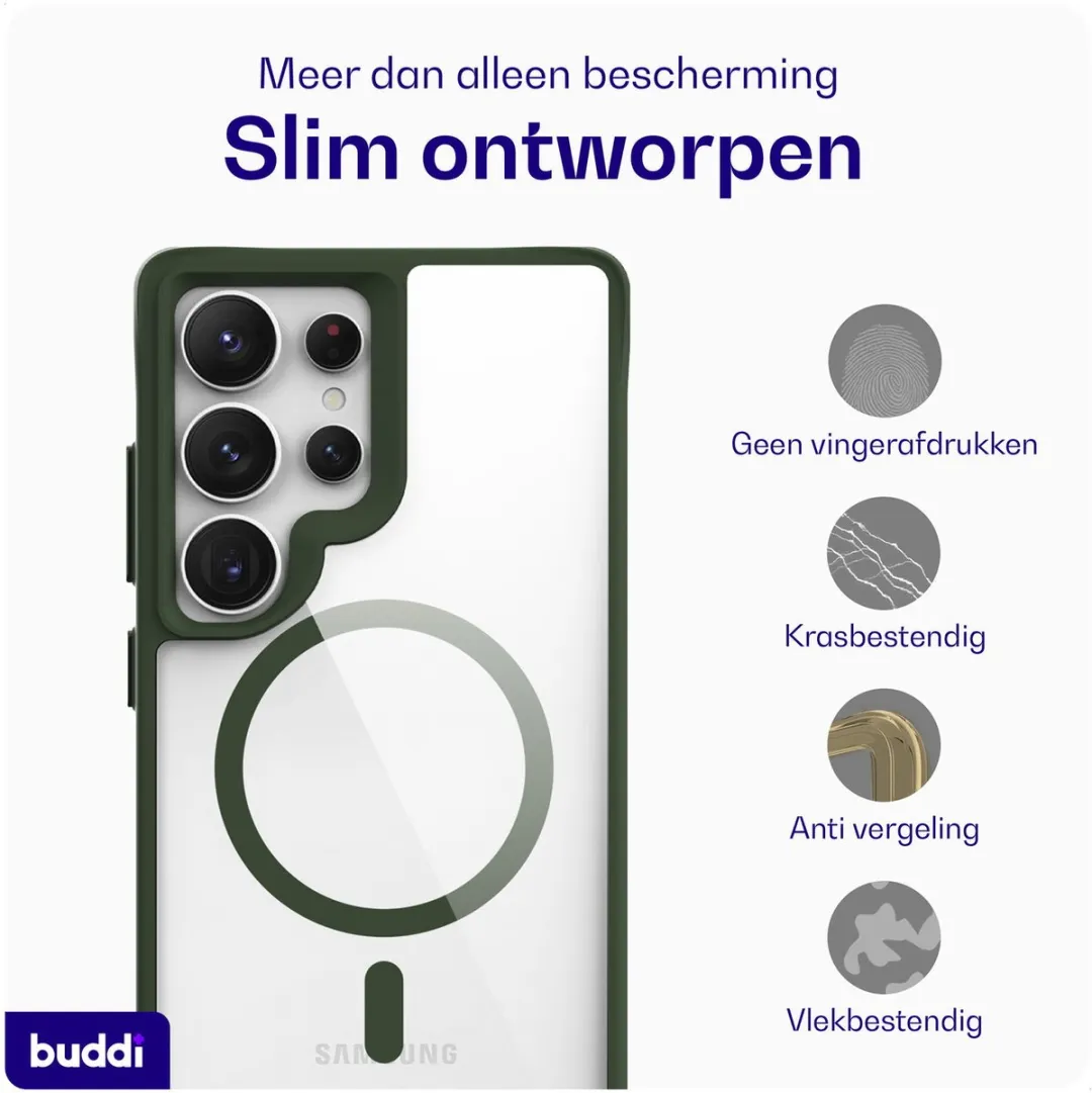 Buddi Hybrid Hoesje Samsung Galaxy S25 Ultra - MagSafe - Transparant Groen - afbeelding 6 van 6