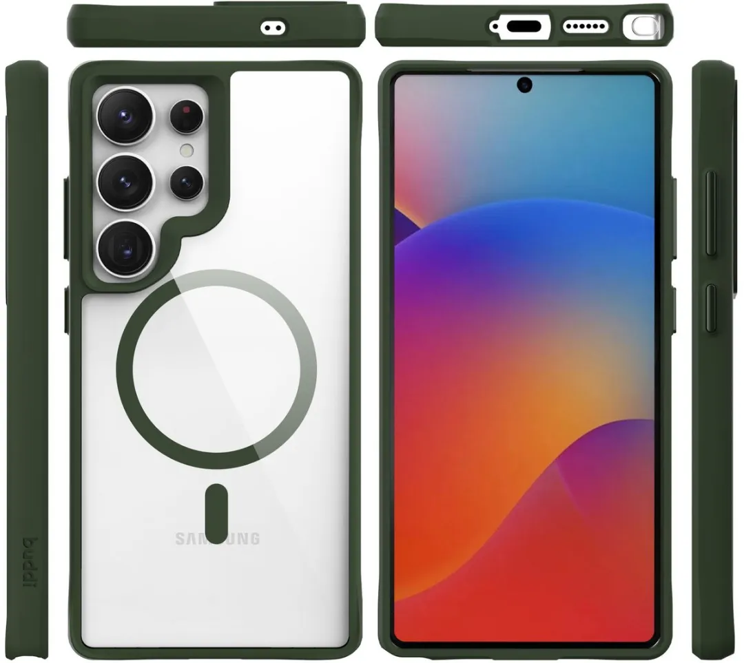 Buddi Hybrid Hoesje Samsung Galaxy S25 Ultra - MagSafe - Transparant Groen