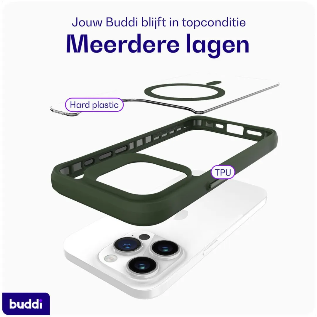 Buddi Hybrid Hoesje iPhone 15 Pro Max - MagSafe - Transparant Groen - afbeelding 6 van 6