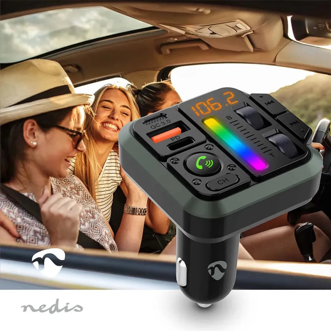 Nedis FM-Audiotransmitter Auto - Handenvrij bellen - Zwart