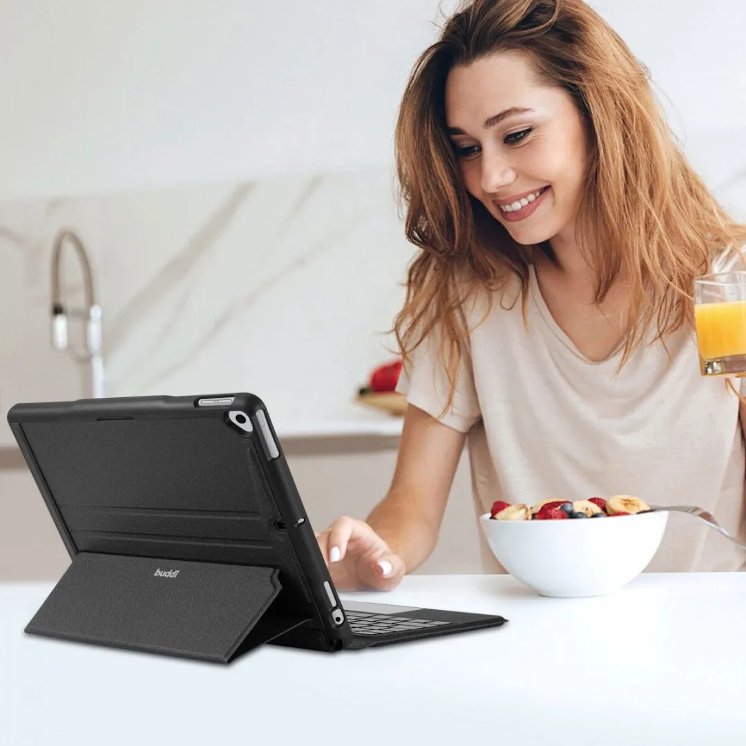 Buddi Thorn Hoes met QWERTY Toetsenbord - Apple iPad 10.2/Pro 10.5 - Zwart/Grijs