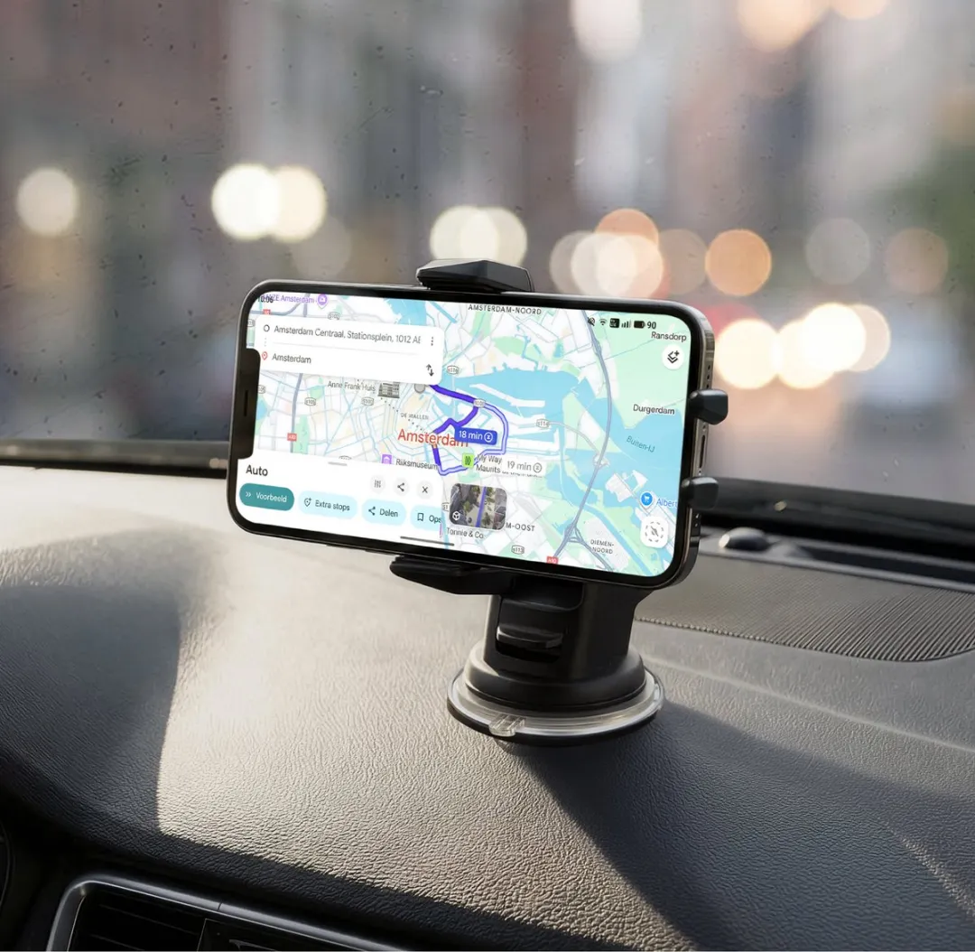 R2B Beemster Telefoonhouder Auto Zuignap - 7.5 Inch - Zwart
