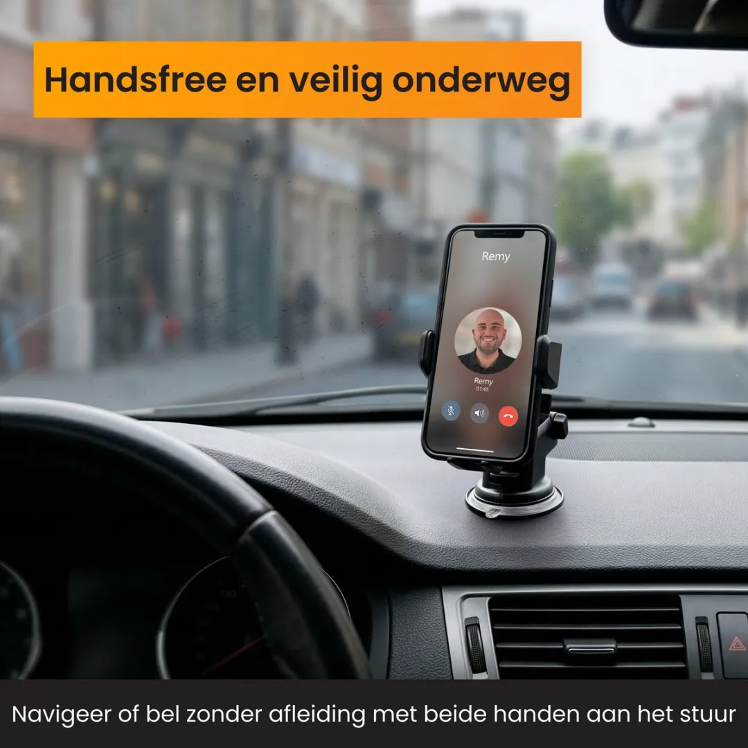 R2B Beemster Telefoonhouder Auto Zuignap - 7.5 Inch - Zwart
