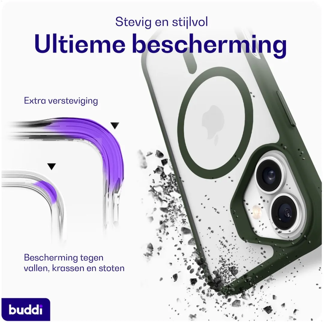 Buddi Hybrid Hoesje iPhone 17 - MagSafe - Matte Groen