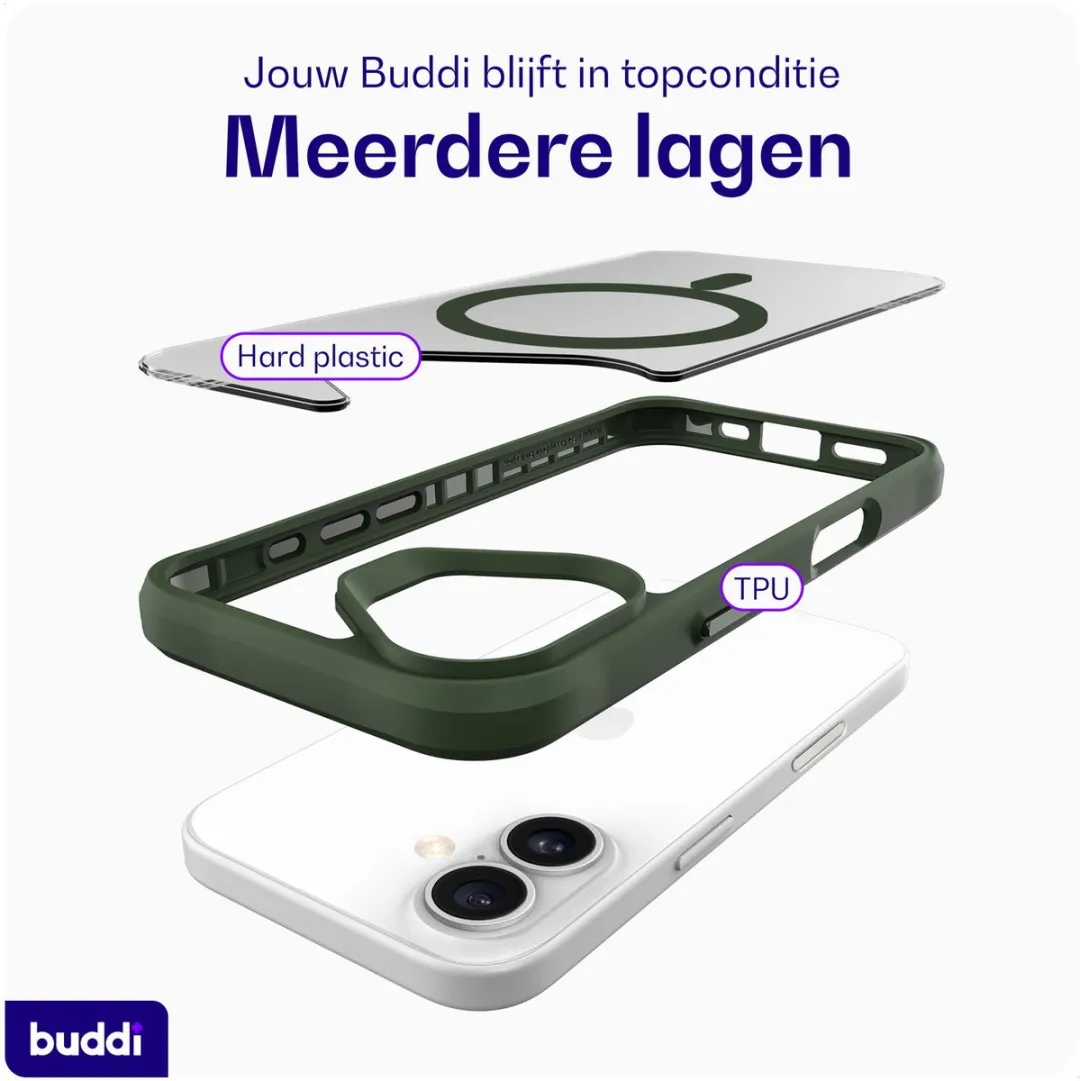 Buddi Hybrid Hoesje iPhone 17 - MagSafe - Matte Groen