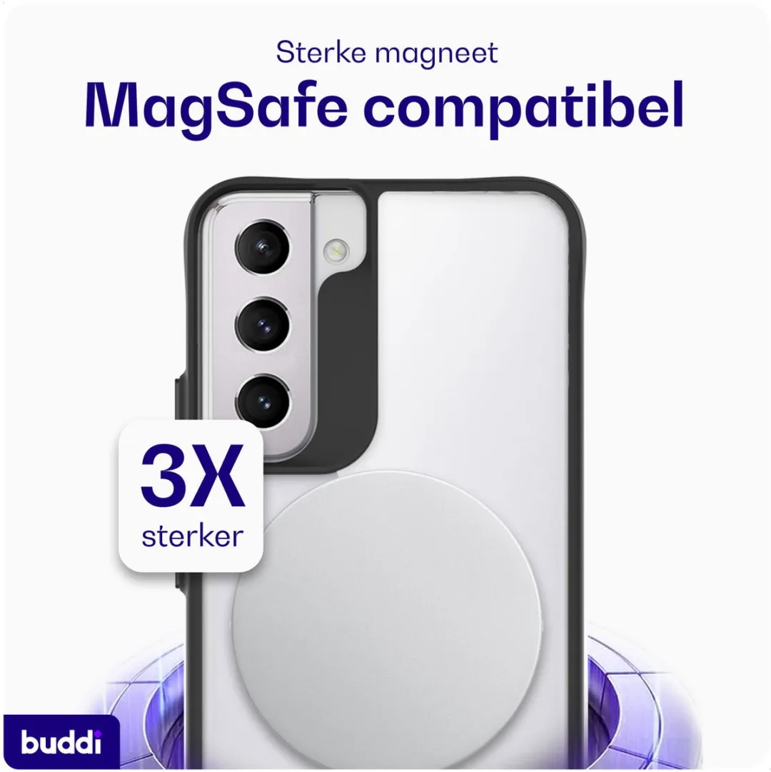 Buddi Hybrid Hoesje Samsung Galaxy S22 - MagSafe - Transparant Zwart