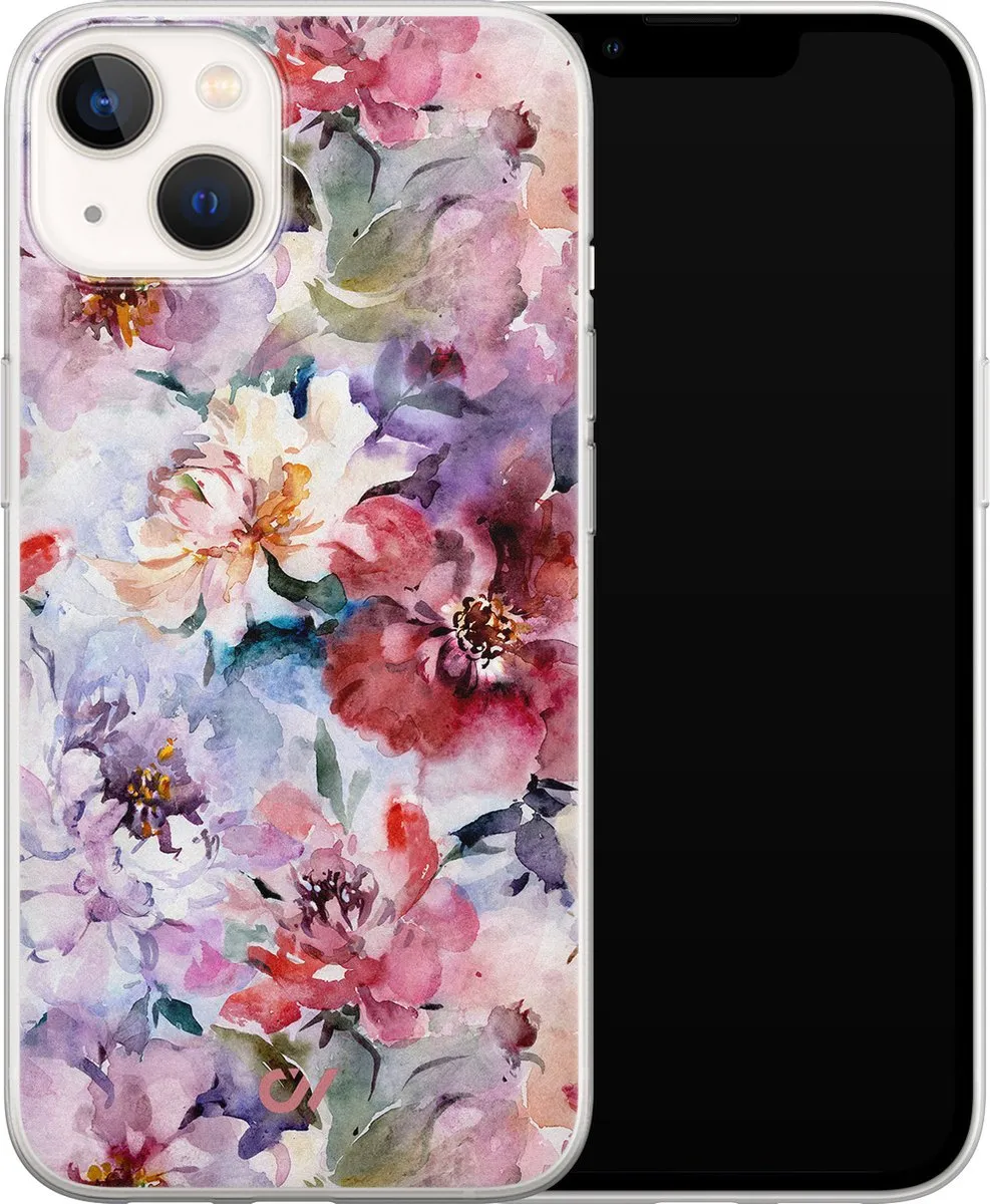 Casevibes Hoesje iPhone 13 Bloemen Acryl - Roze - A/13/UV/005